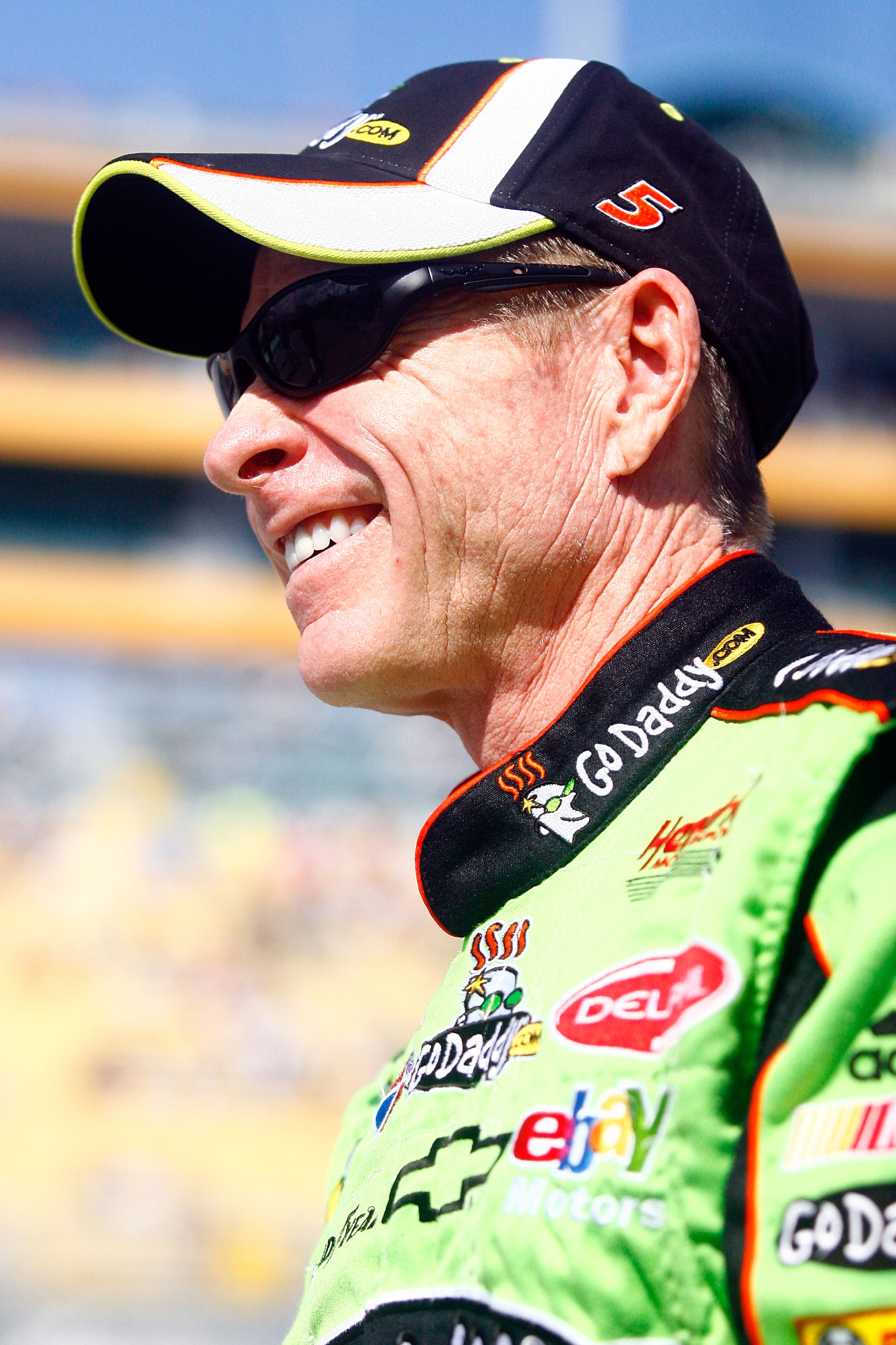 HOMESTEAD, FL - NOVEMBER 21:  Mark Martin, driver of the #5 GoDaddy.com Chevrolet, stands on pit road prior to the NASCAR Sprint Cup Series Ford 400 at Homestead-Miami Speedway on November 21, 2010 in Homestead, Florida.  (Photo by Jason Smith/Getty Image