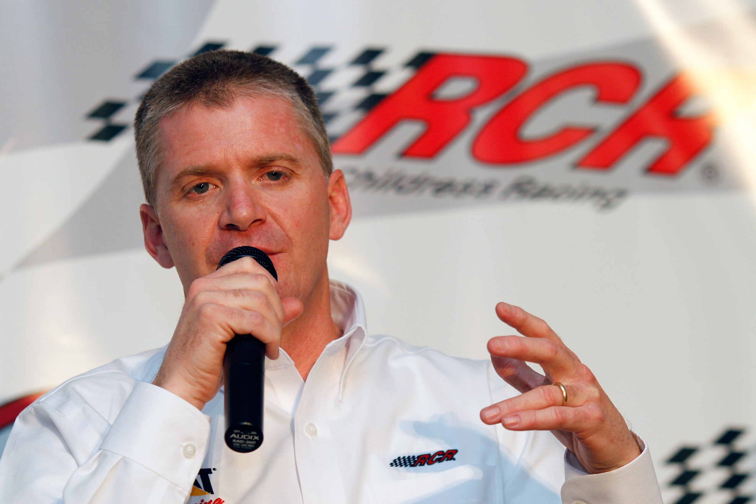 WELCOME, NC - JANUARY 25: Jeff Burton, driver of the #22 Caterpillar Chevrolet, speaks to the media during the NASCAR Sprint Media Tour hosted by Charlotte Motor Speedway, held at Richard Childress Racing on January 25, 2011 in Welcome, North Carolina. (P