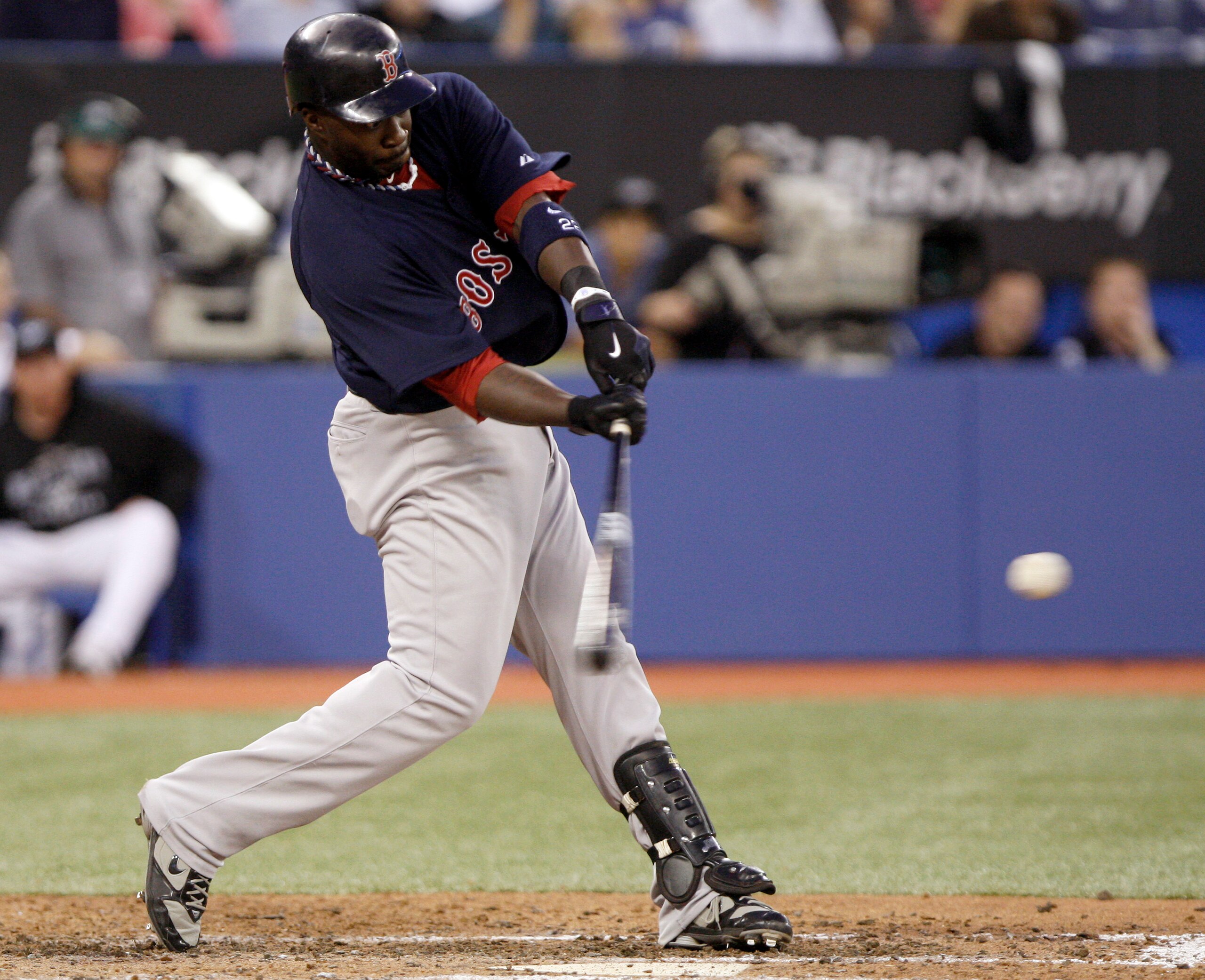 TORONTO - JULY 9: Bill Hall #22 of the Boston Red Sox hits against the Toronto Blue Jays during a MLB game at The Rogers Centre on July 9, 2010 in Toronto, Ontario, Canada. (Photo by Abelimages/Getty Images)