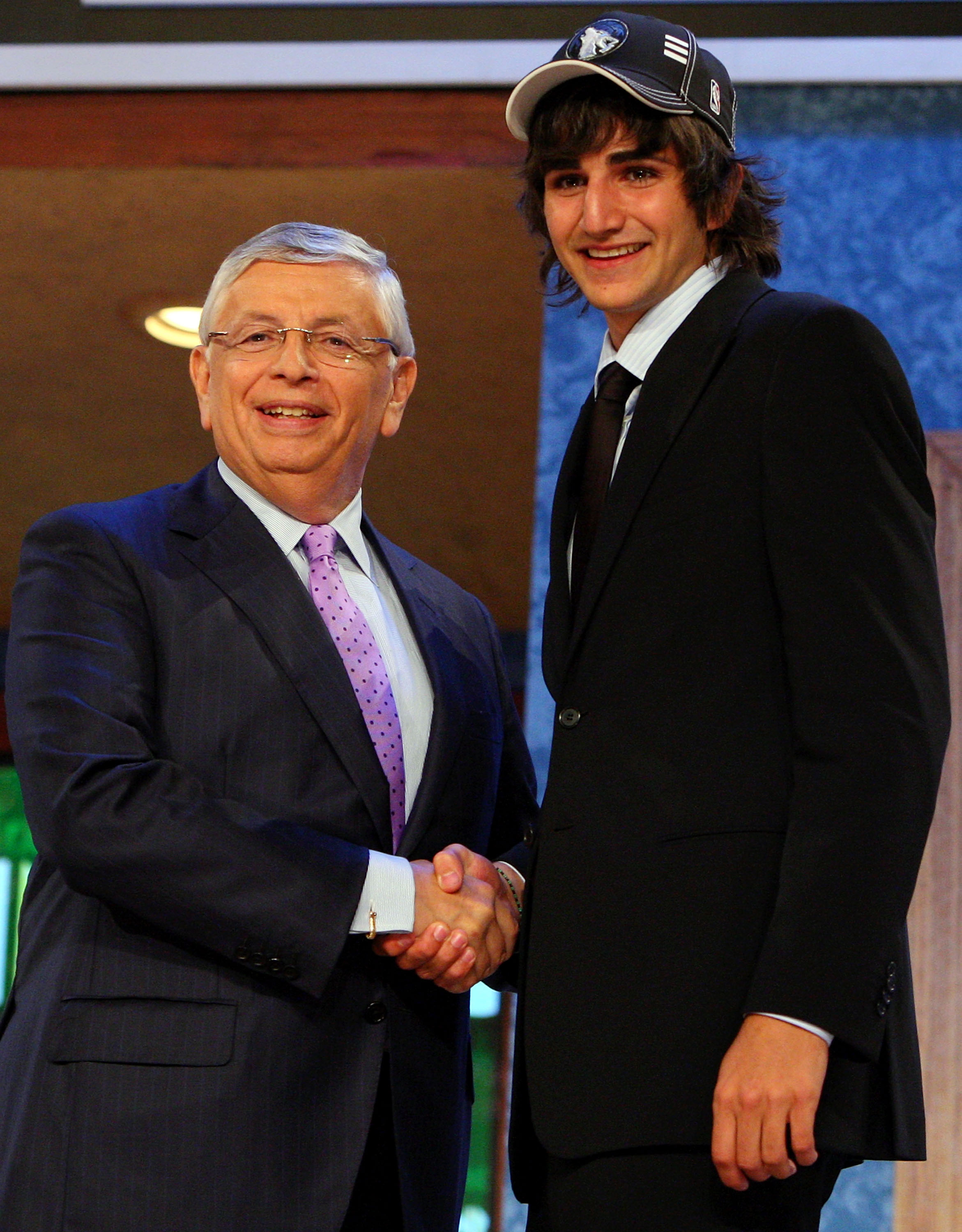 NEW YORK - JUNE 25:  NBA Commissioner David Stern poses for a photograph with the fifth overall draft pick by the Minnesota Timberwolves,  Ricky Rubio during the 2009 NBA Draft at the Wamu Theatre at Madison Square Garden June 25, 2009 in New York City. N