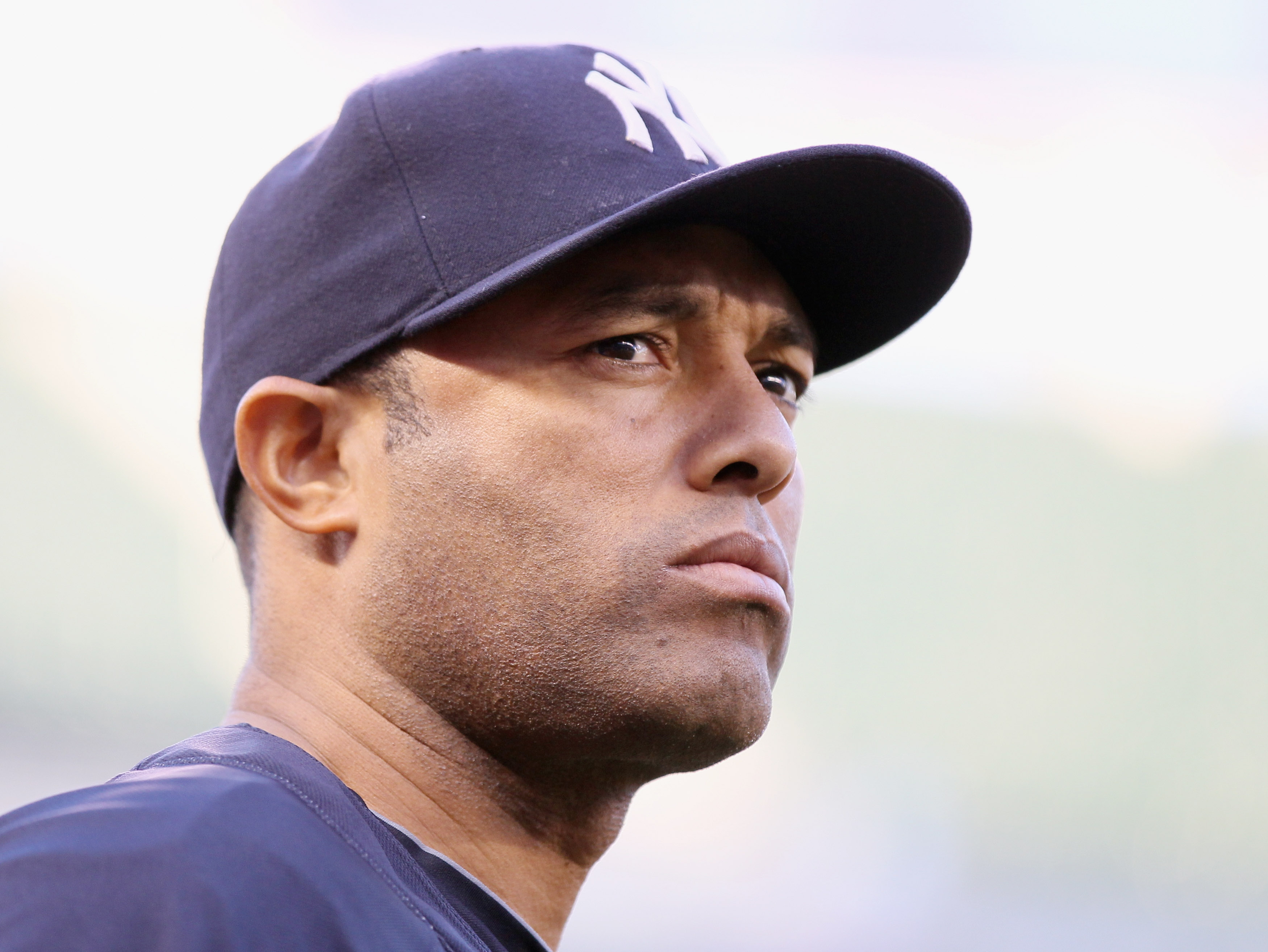MINNEAPOLIS - OCTOBER 06:  Mariano Rivera #42 of the New York Yankees looks on during batting practice before game one of the ALDS against the Minnesota Twins on October 6, 2010 at Target Field in Minneapolis, Minnesota.  (Photo by Elsa/Getty Images)