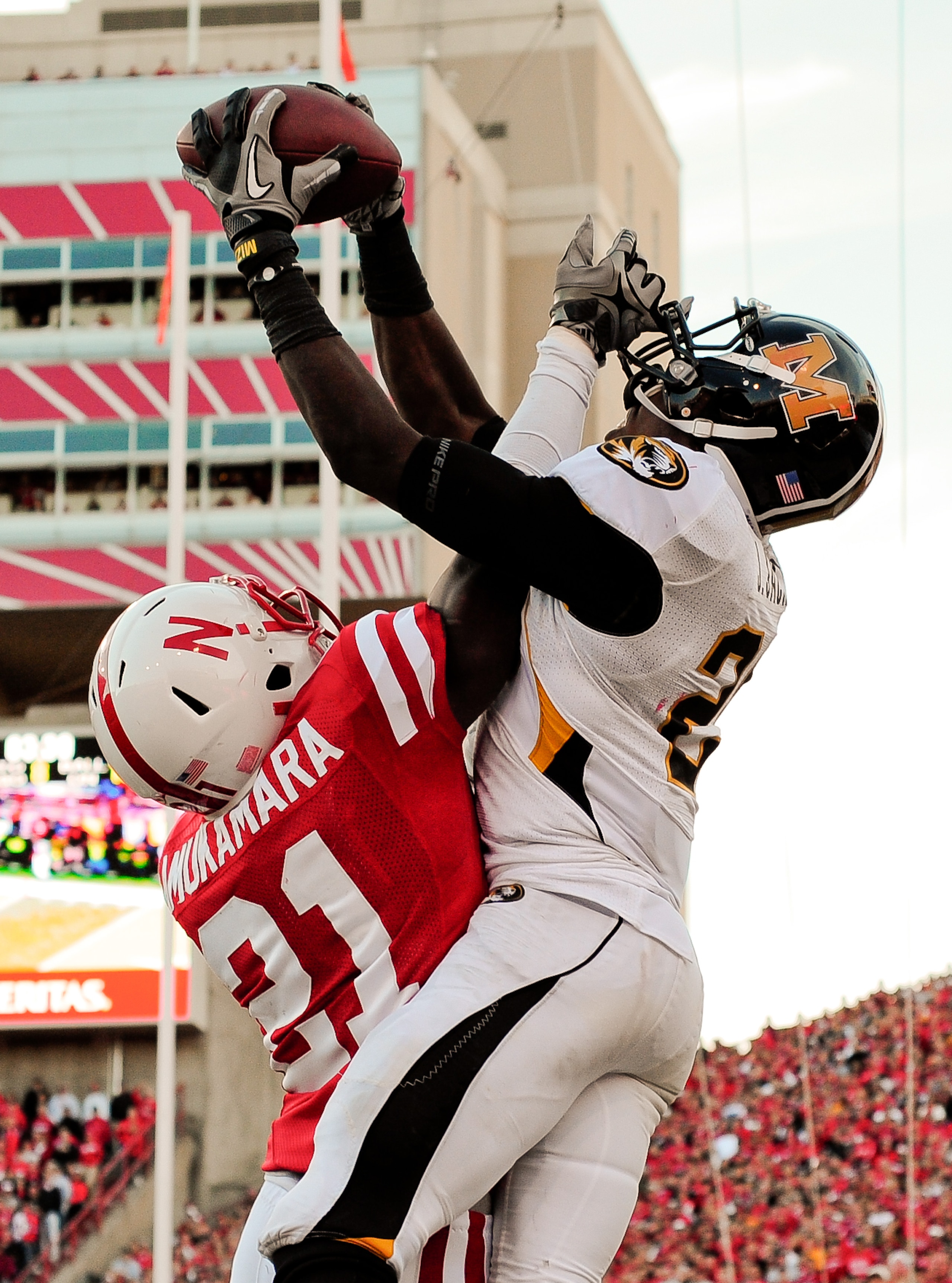 LINCOLN, NE - OCTOBER 30: Cornerback Prince Amukamara #21 of the Nebraska Cornhuskers breaks up a intended for wide receiver L'Damian Washington #2 of the Missouri Tigers during second half action of their game at Memorial Stadium on October 30, 2010 in L LINCOLN, NE - OCTOBER 30: Cornerback Prince Amukamara #21 of the Nebraska Cornhuskers breaks up a intended for wide receiver L'Damian Washington #2 of the Missouri Tigers during second half action of their game at Memorial Stadium on October 30, 2010 in L