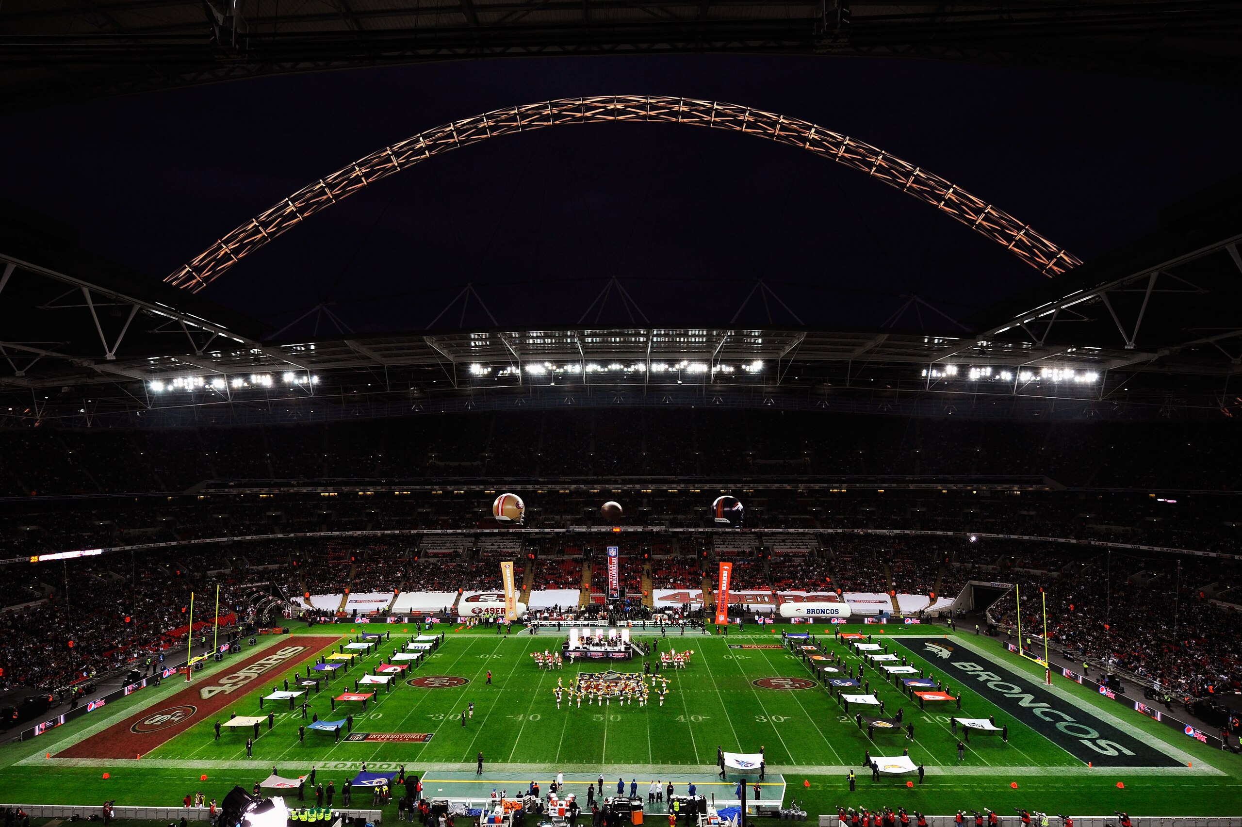 LONDON, ENGLAND - OCTOBER 31: A general view before the NFL International Series match between Denver Broncos and San Francisco 49ers at Wembley Stadium on October 31, 2010 in London, England. This is the fourth occasion where a regular season NFL match LONDON, ENGLAND - OCTOBER 31: A general view before the NFL International Series match between Denver Broncos and San Francisco 49ers at Wembley Stadium on October 31, 2010 in London, England. This is the fourth occasion where a regular season NFL match