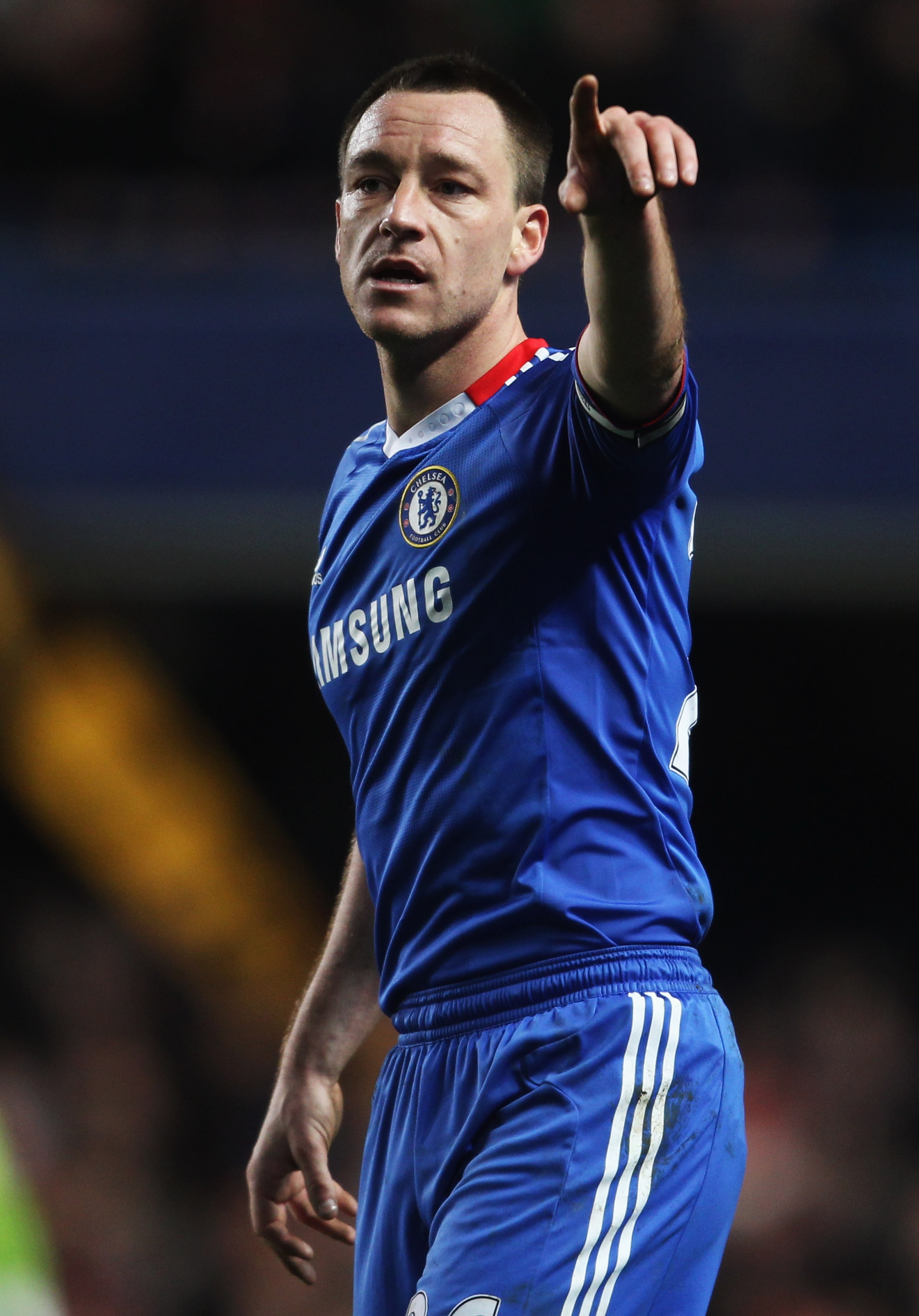 LONDON, ENGLAND - FEBRUARY 06:  John Terry of Chelsea gestures during the Barclays Premier League match between Chelsea and Liverpool at Stamford Bridge on February 6, 2011 in London, England.  (Photo by Scott Heavey/Getty Images)