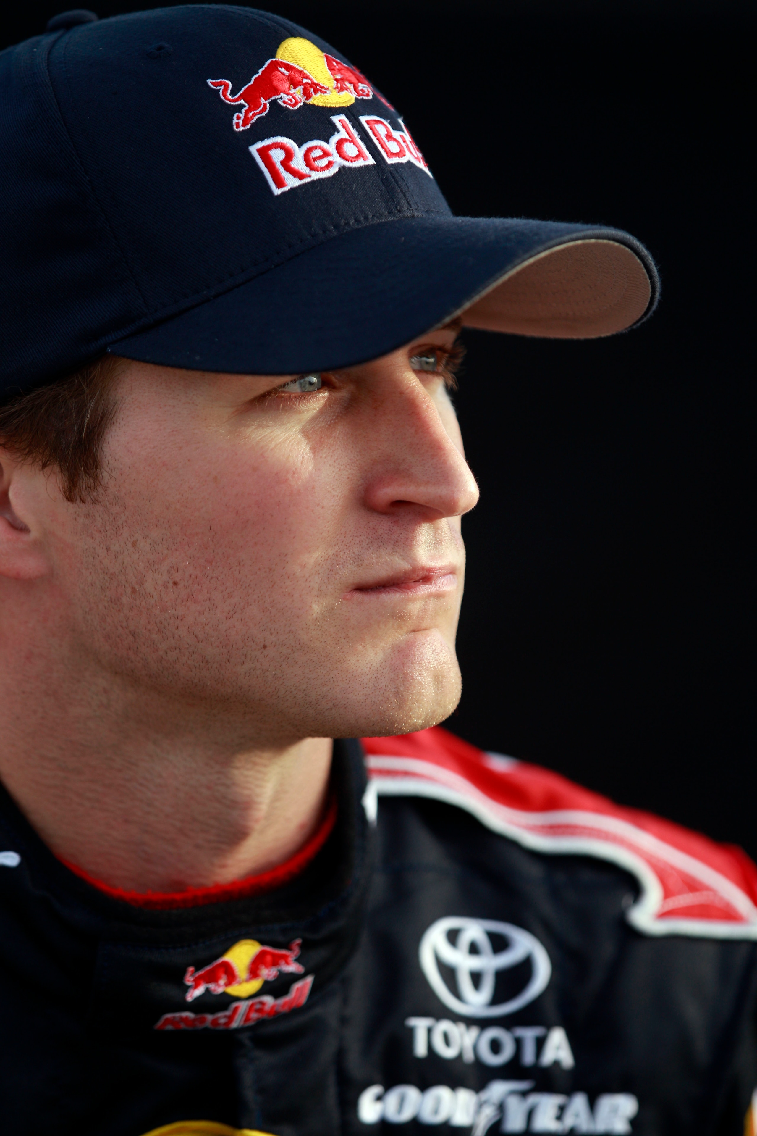 HOMESTEAD, FL - NOVEMBER 19:  Kasey Kahne, driver of the #83 Red Bull Toyota, stands on the grid during qualifying for the NASCAR Sprint Cup Series Ford 400 at Homestead-Miami Speedway on November 19, 2010 in Homestead, Florida.  (Photo by Chris Graythen/