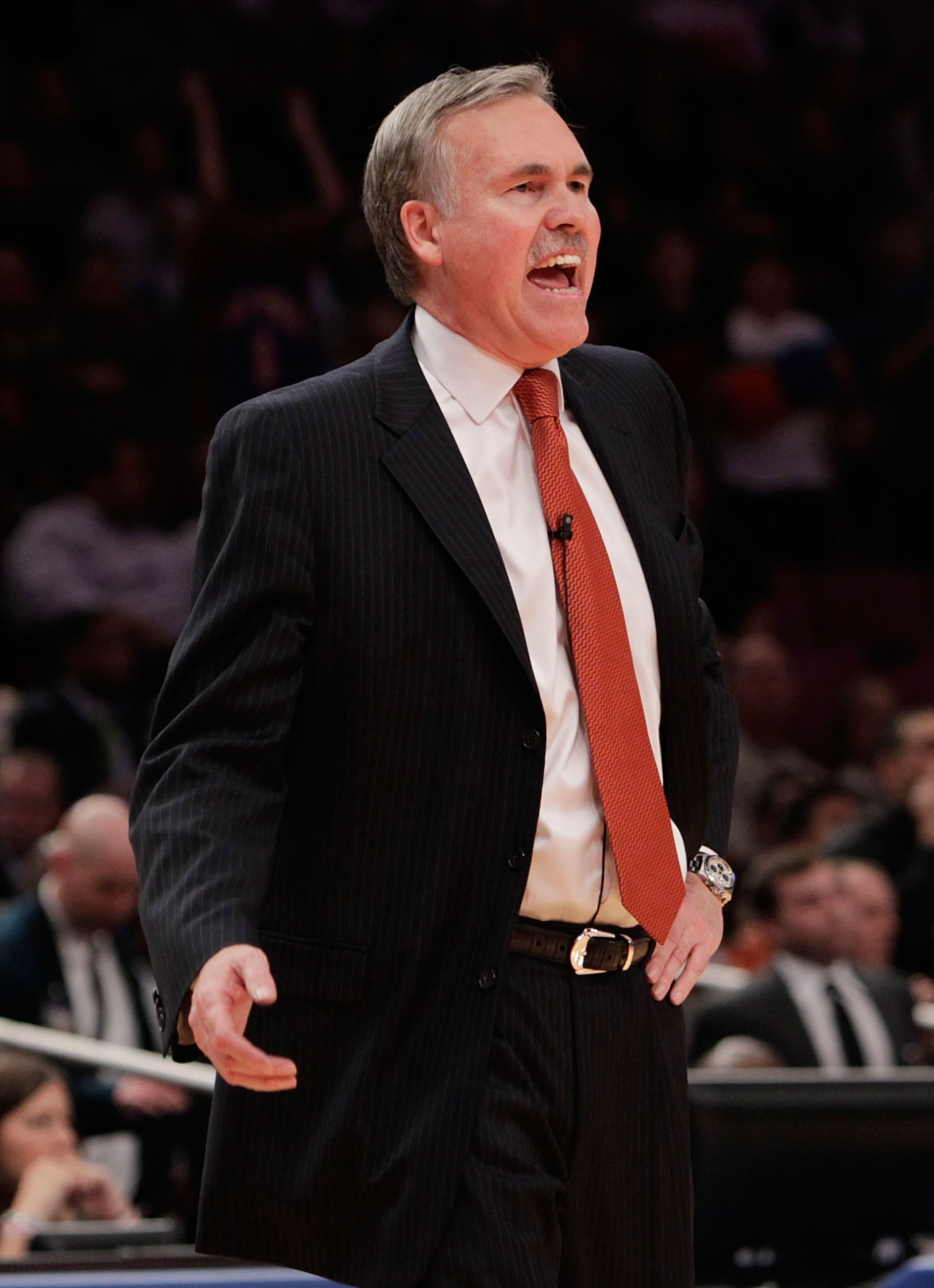 NEW YORK - OCTOBER 30: Head Coach of the New York Knicks Mike D'Antoni reacts against the Portland Trail Blazers at Madison Square Garden on October 30, 2010 in New York City. NOTE TO USER: User expressly acknowledges and agrees that, by downloading and NEW YORK - OCTOBER 30: Head Coach of the New York Knicks Mike D'Antoni reacts against the Portland Trail Blazers at Madison Square Garden on October 30, 2010 in New York City. NOTE TO USER: User expressly acknowledges and agrees that, by downloading and