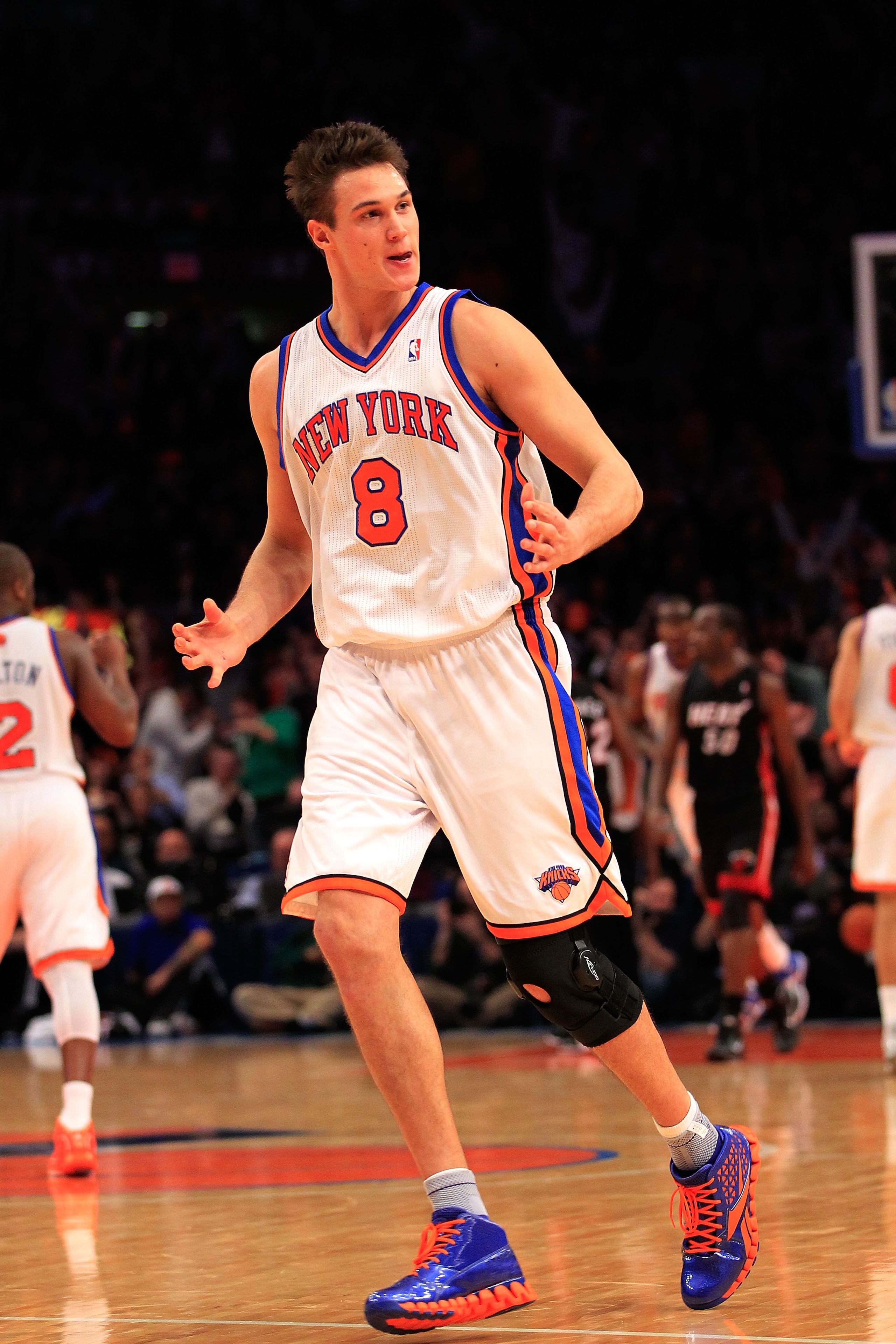 NEW YORK, NY - JANUARY 27: Danilo Gallinari #2 of the New York Knicks reacts after scoring against the Miami Heat at Madison Square Garden on January 27, 2011 in New York City. NOTE TO USER: User expressly acknowledges and agrees that, by downloading and NEW YORK, NY - JANUARY 27: Danilo Gallinari #2 of the New York Knicks reacts after scoring against the Miami Heat at Madison Square Garden on January 27, 2011 in New York City. NOTE TO USER: User expressly acknowledges and agrees that, by downloading and