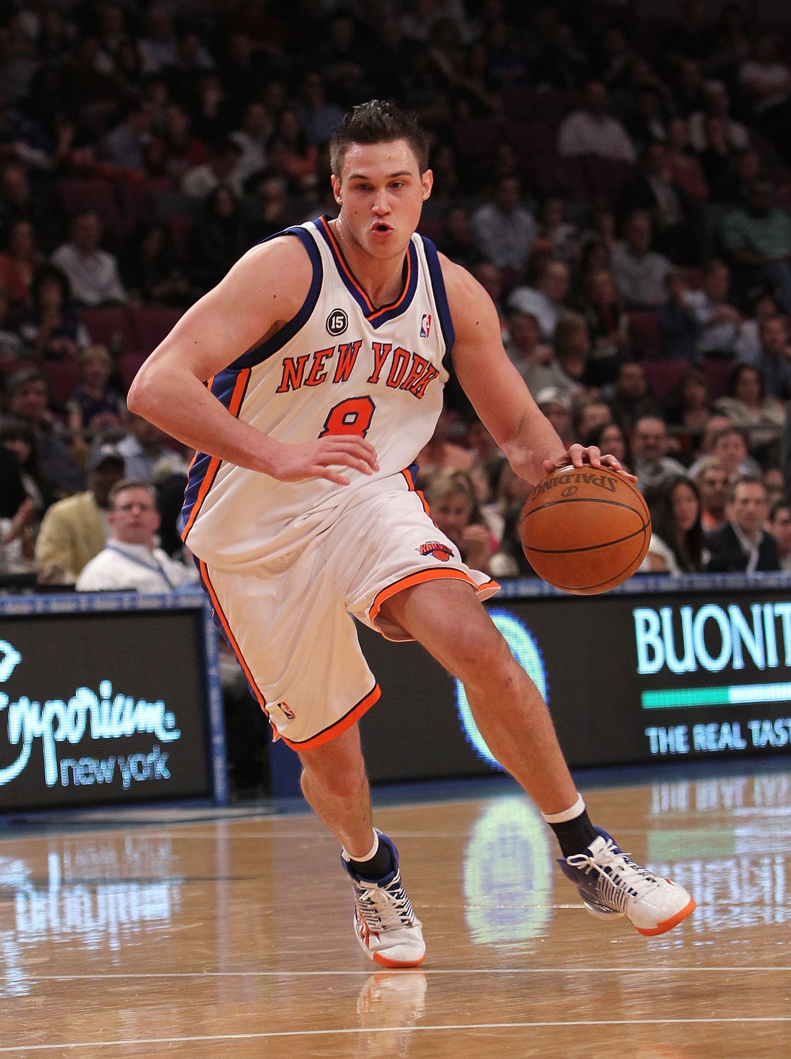 NEW YORK - MARCH 19: Danilo Gallinari #8 of the New York Knicks against the Philadelphia 76ers at Madison Square Garden on March 19, 2010 in New York City. NOTE TO USER: User expressly acknowledges and agrees that, by downloading and or using this photogr NEW YORK - MARCH 19: Danilo Gallinari #8 of the New York Knicks against the Philadelphia 76ers at Madison Square Garden on March 19, 2010 in New York City. NOTE TO USER: User expressly acknowledges and agrees that, by downloading and or using this photogr