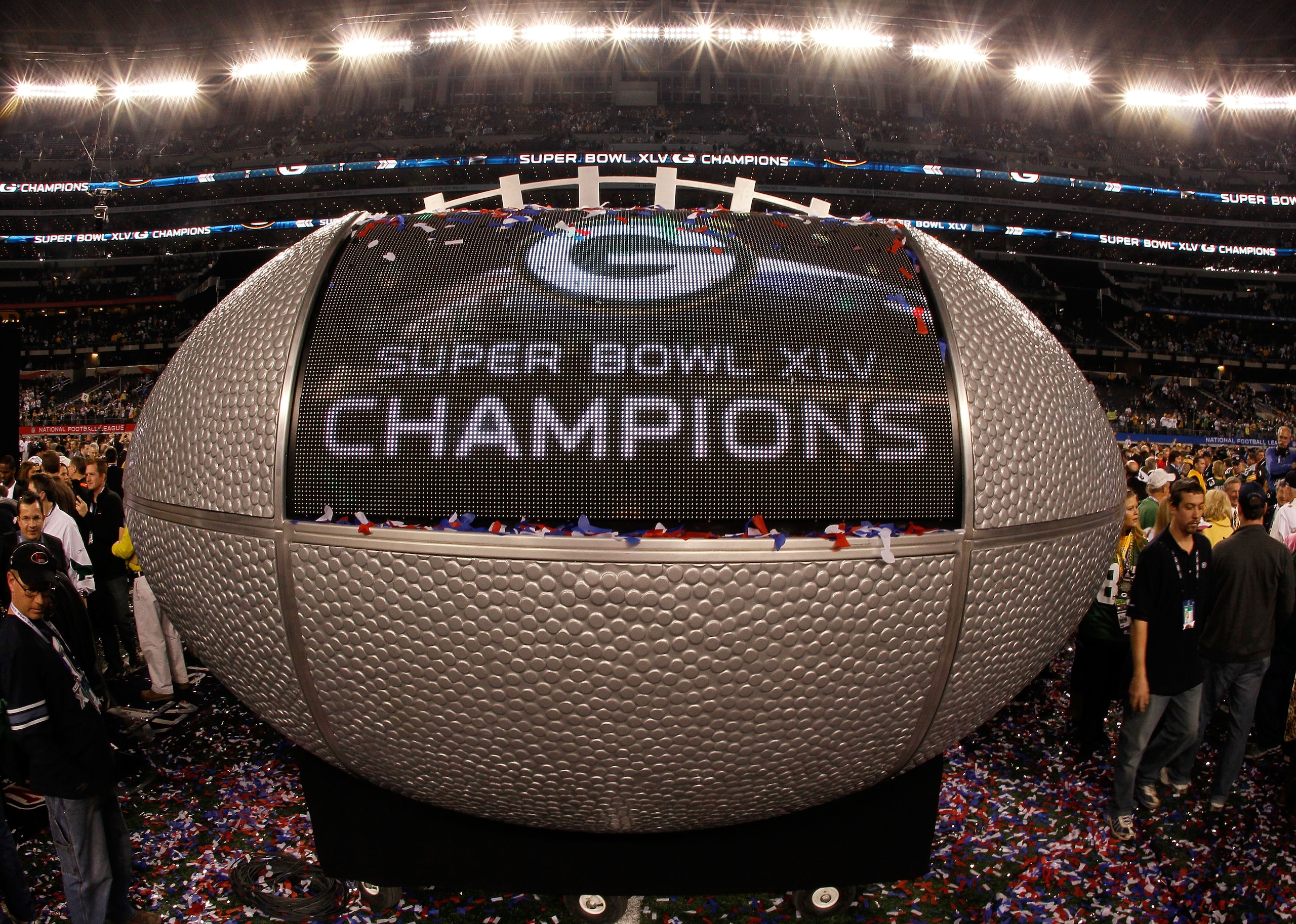 ARLINGTON, TX - FEBRUARY 06: A view of the stage after the Green Bay Packers won Super Bowl XLV 31-25 against the Pittsburgh Steelers at Cowboys Stadium on February 6, 2011 in Arlington, Texas.  (Photo by Kevin C. Cox/Getty Images)