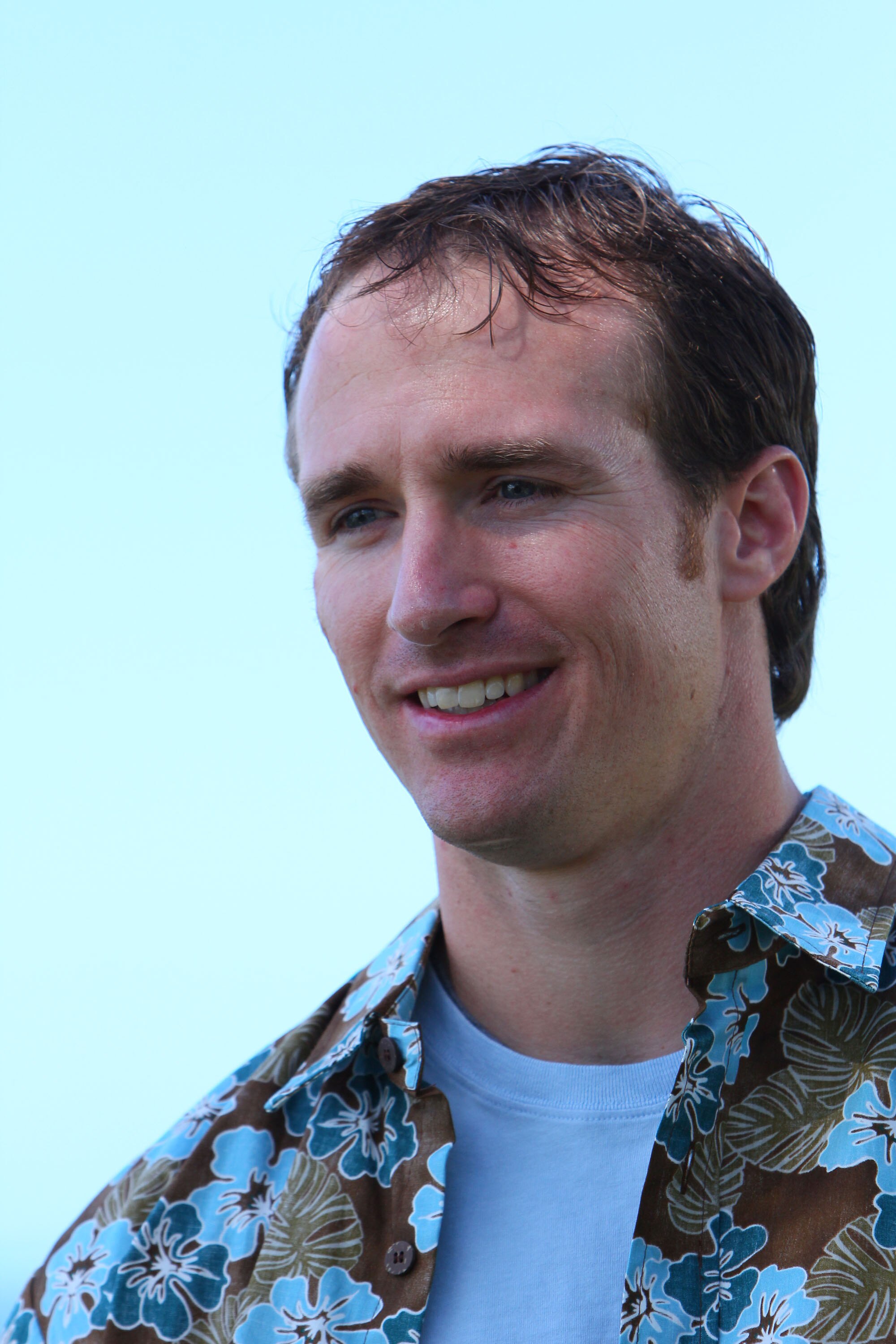 HONOLULU, HI - FEBRUARY 04:  In this handout photo provided by Pepsi MAX, New Orleans Saints quarterback Drew Bree on the set of the Funny Or Die Pepsi MAX video on February 4, 2011 in Honolulu, Hawaii.  (Photo by Pepsi MAX via Getty Images)