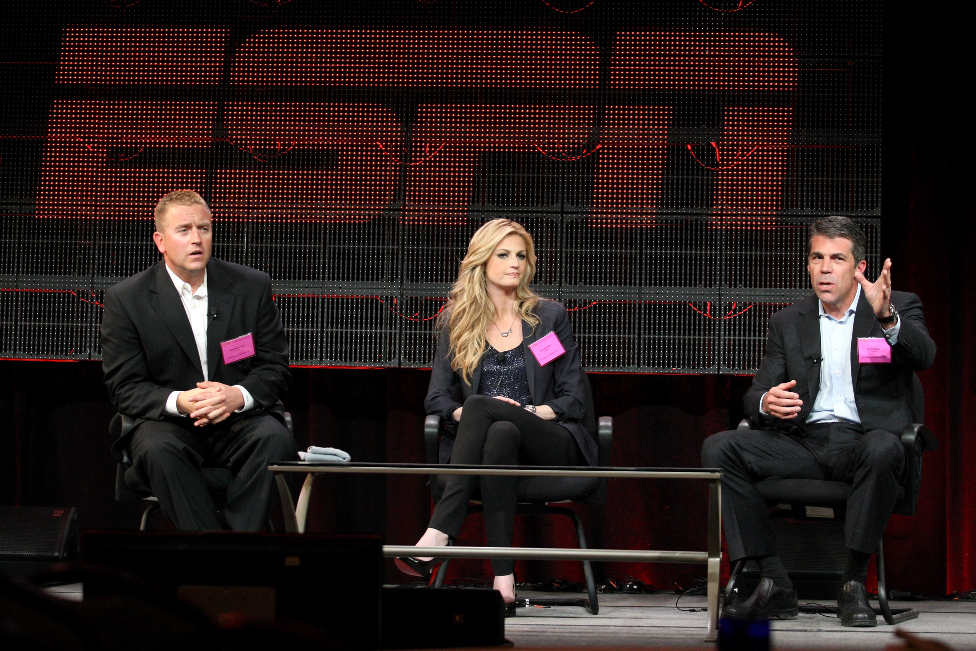 PASADENA, CA - JANUARY 05: (L-R)Broadcasters Kirk Herbstreit, Erin Andrews and Chris Fowler speak onstage during the 'BCS Title Game' panel at the ESPN portion of the 2011 Winter TCA press tour held at the Langham Hotel on January 5, 2011 in Pasadena, Cal PASADENA, CA - JANUARY 05: (L-R)Broadcasters Kirk Herbstreit, Erin Andrews and Chris Fowler speak onstage during the 'BCS Title Game' panel at the ESPN portion of the 2011 Winter TCA press tour held at the Langham Hotel on January 5, 2011 in Pasadena, Cal