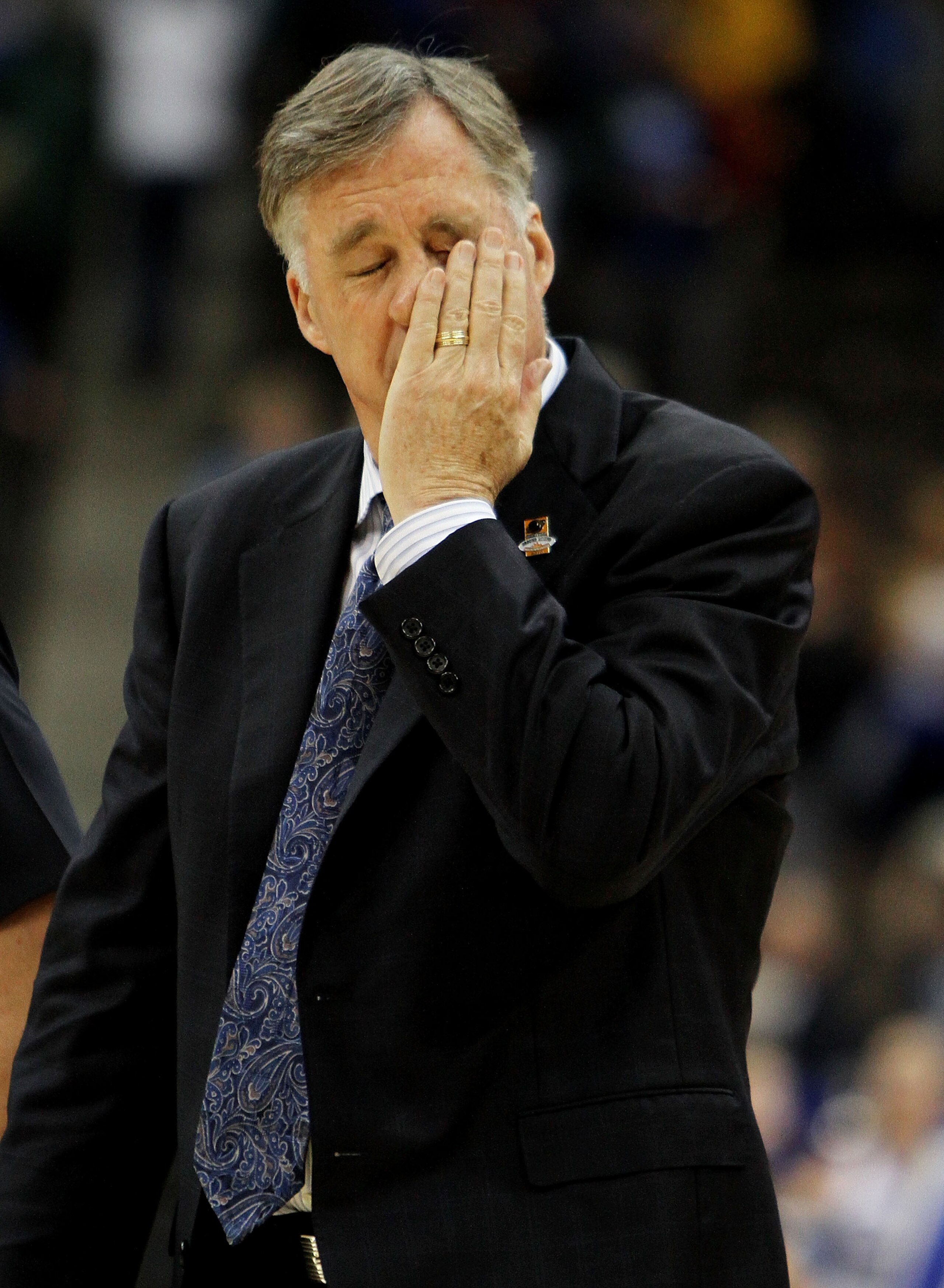 JACKSONVILLE, FL - MARCH 21:  Head coach Mike Montgomery of the California Golden Bears reacts reacts after losing to the Duke Blue Devils during the second round of the 2010 NCAA men's basketball tournament at Jacksonville Veteran's Memorial Arena on Mar