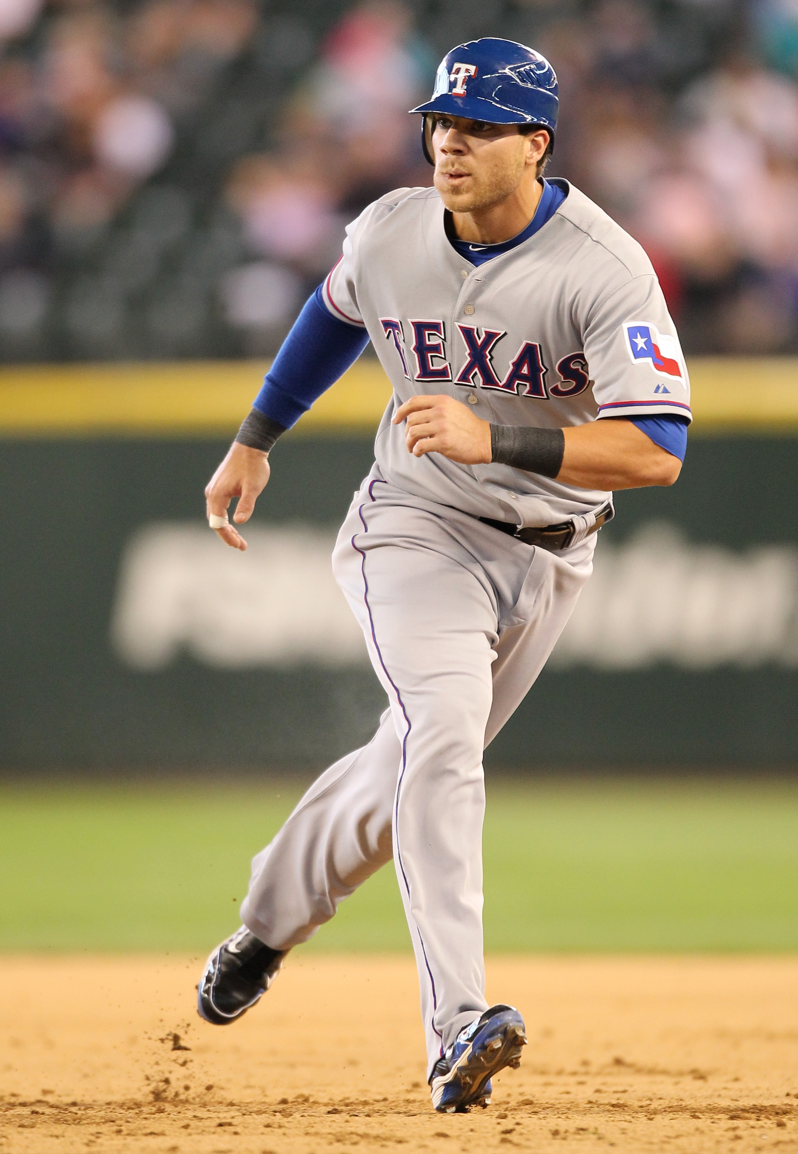 SEATTLE - SEPTEMBER 19: Chris Davis #19 of the Texas Rangers leads off of first base during the game against the Seattle Mariners at Safeco Field on September 19, 2010 in Seattle, Washington. The Mariners won 2-1. (Photo by Otto Greule Jr/Getty Images) SEATTLE - SEPTEMBER 19: Chris Davis #19 of the Texas Rangers leads off of first base during the game against the Seattle Mariners at Safeco Field on September 19, 2010 in Seattle, Washington. The Mariners won 2-1. (Photo by Otto Greule Jr/Getty Images)
