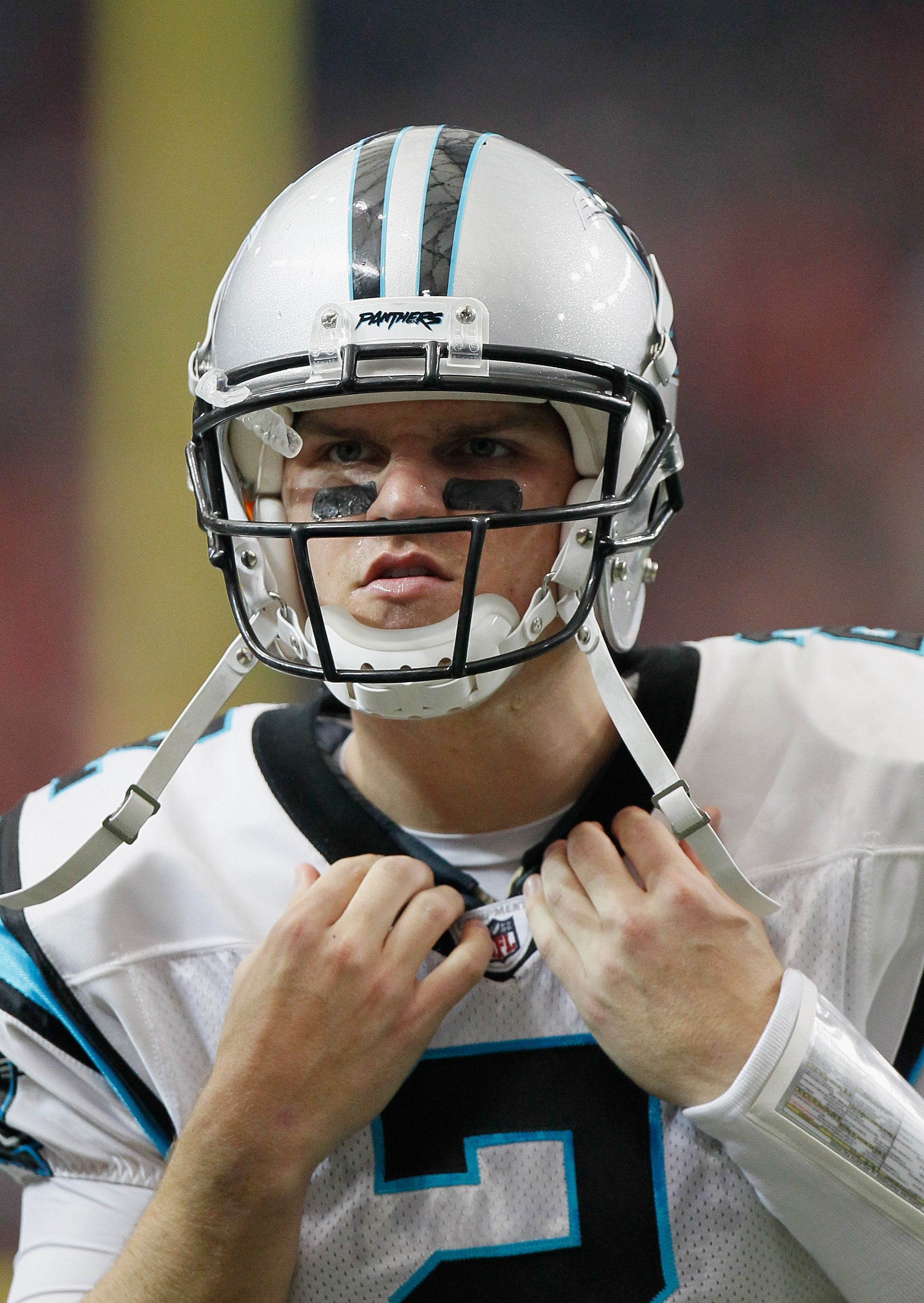 ATLANTA, GA - JANUARY 02:  Quarterback Jimmy Clausen #2 of the Carolina Panthers against the Atlanta Falcons at Georgia Dome on January 2, 2011 in Atlanta, Georgia.  (Photo by Kevin C. Cox/Getty Images)
