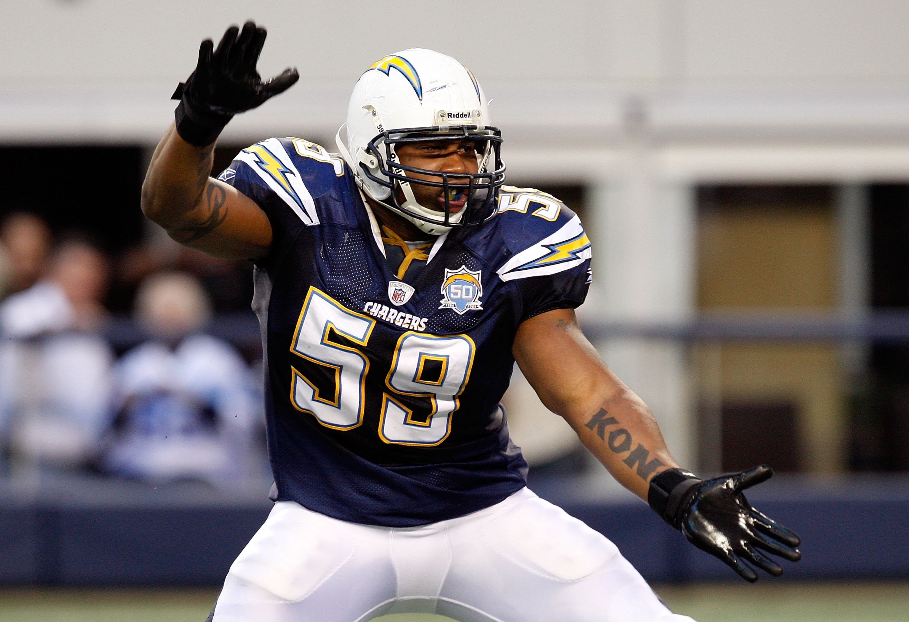 ARLINGTON, TX - DECEMBER 13:  Brandon Siler #59 of the San Diego Chargers at Cowboys Stadium on December 13, 2009 in Arlington, Texas.  (Photo by Ronald Martinez/Getty Images)