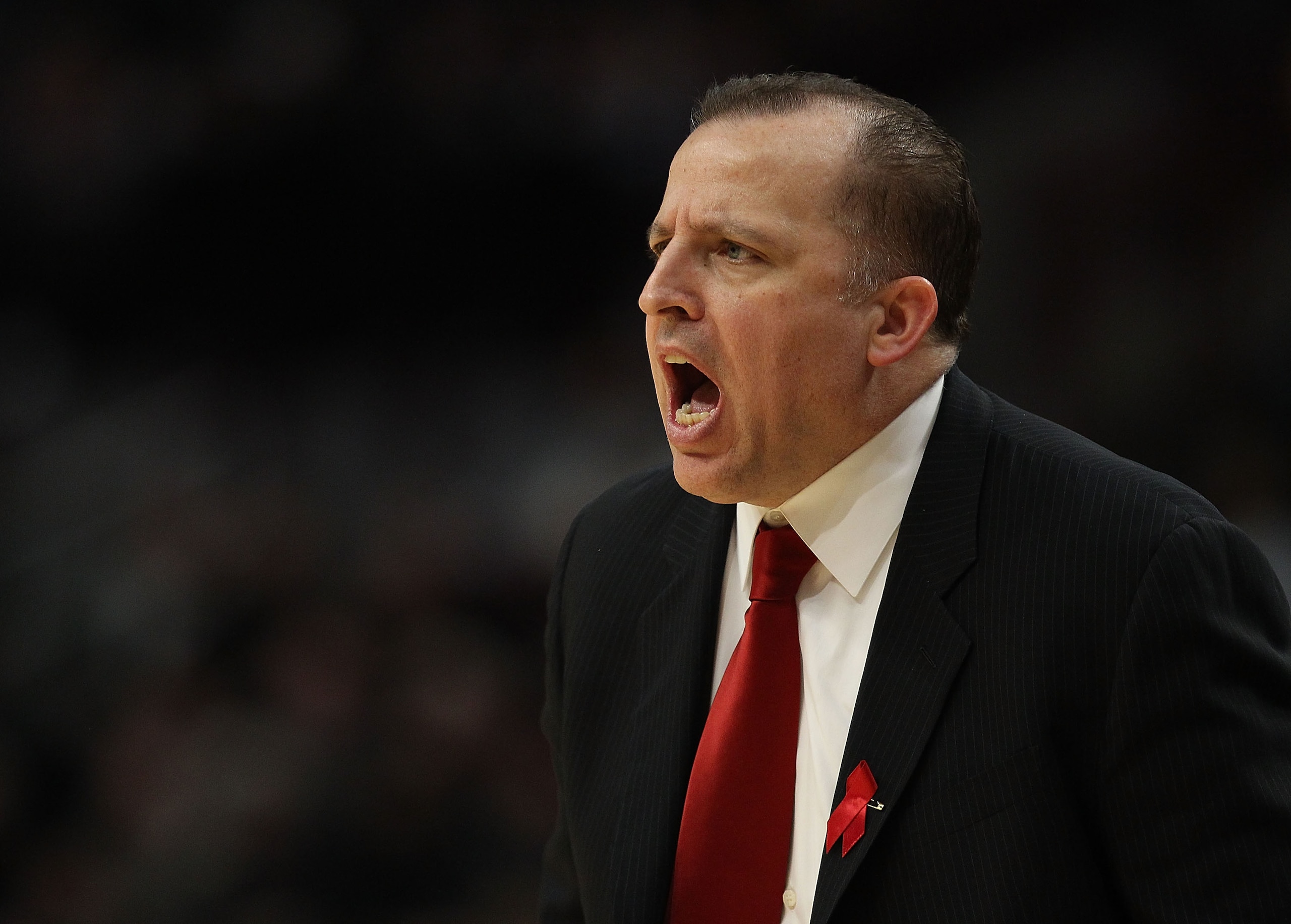 CHICAGO, IL - DECEMBER 01: Head coach Tom Thibodeau of the Chicago Bulls yells at his team during a game against the Orlando Magic at the United Center on December 1, 2010 in Chicago, Illinois. The Magic defeated the Bulls 107-78. NOTE TO USER: User expre