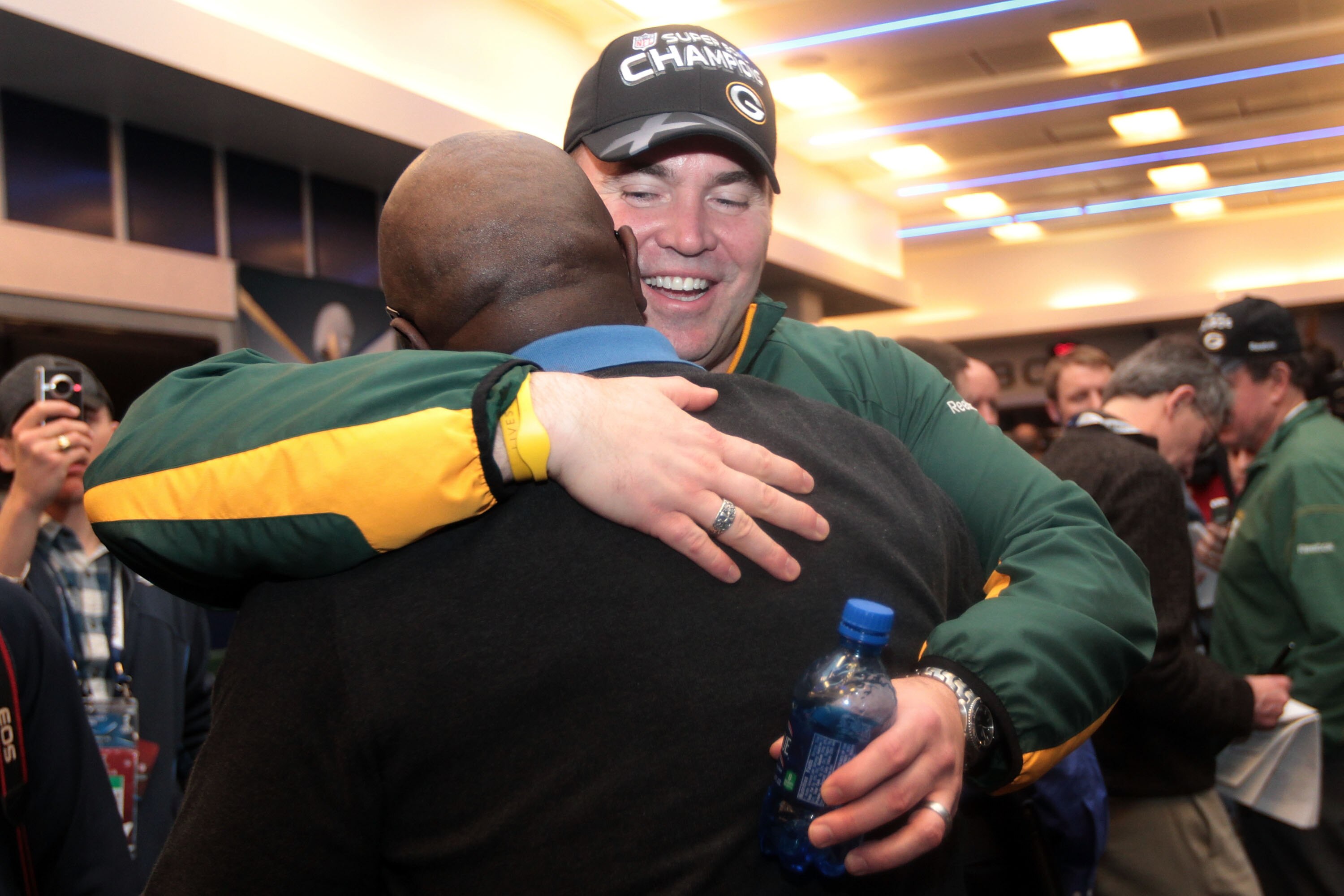 ARLINGTON, TX - FEBRUARY 06:  Head coach Mike McCarthy of the Green Bay Packers celebrates after they defeated the Pittsburgh Steelers 31 to 25 in Super Bowl XLV at Cowboys Stadium on February 6, 2011 in Arlington, Texas.  (Photo by Jamie Squire/Getty Ima
