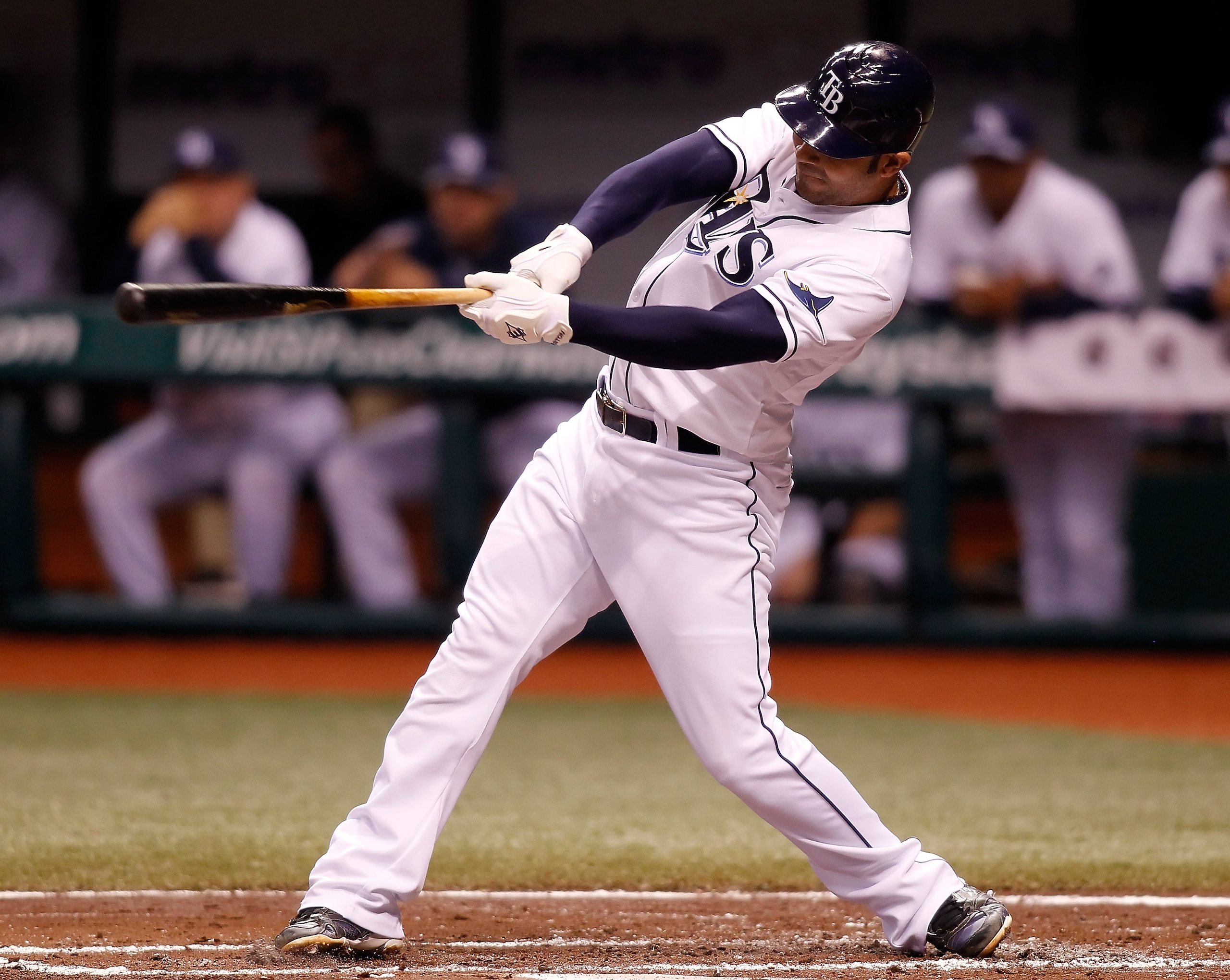 ST. PETERSBURG, FL - SEPTEMBER 29: Infielder Carlos Pena #23 of the Tampa Bay Rays fouls off a pitch against the Baltimore Orioles during the game at Tropicana Field on September 29, 2010 in St. Petersburg, Florida. (Photo by J. Meric/Getty Images) ST. PETERSBURG, FL - SEPTEMBER 29: Infielder Carlos Pena #23 of the Tampa Bay Rays fouls off a pitch against the Baltimore Orioles during the game at Tropicana Field on September 29, 2010 in St. Petersburg, Florida. (Photo by J. Meric/Getty Images)
