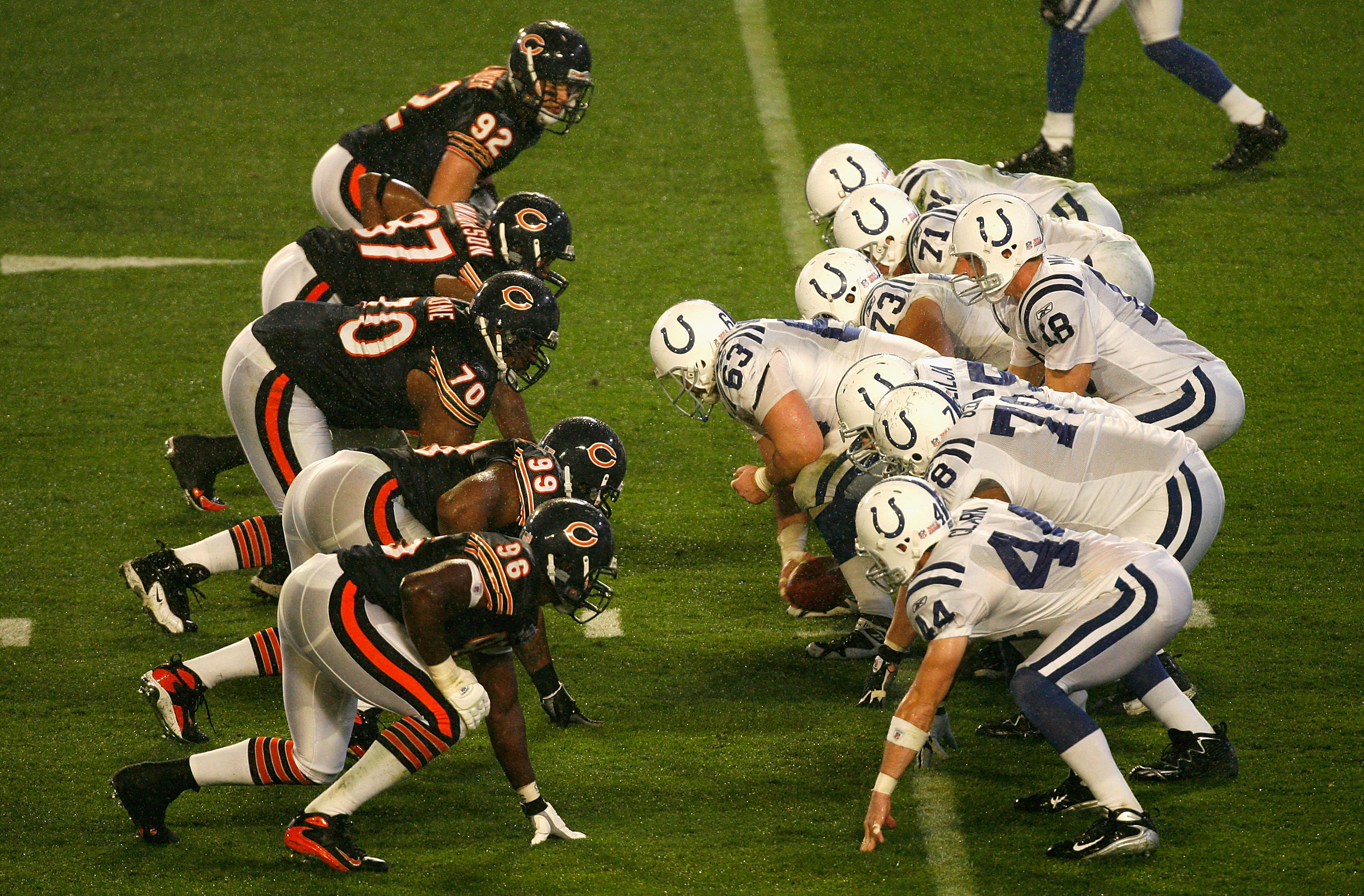 Feb 04, 2007 - Miami, Florida, USA - Colts PEYTON MANNING calls a play  against the Bears during the third quarter during Super Bowl XLI. The Colts  defeated the Bears 29 