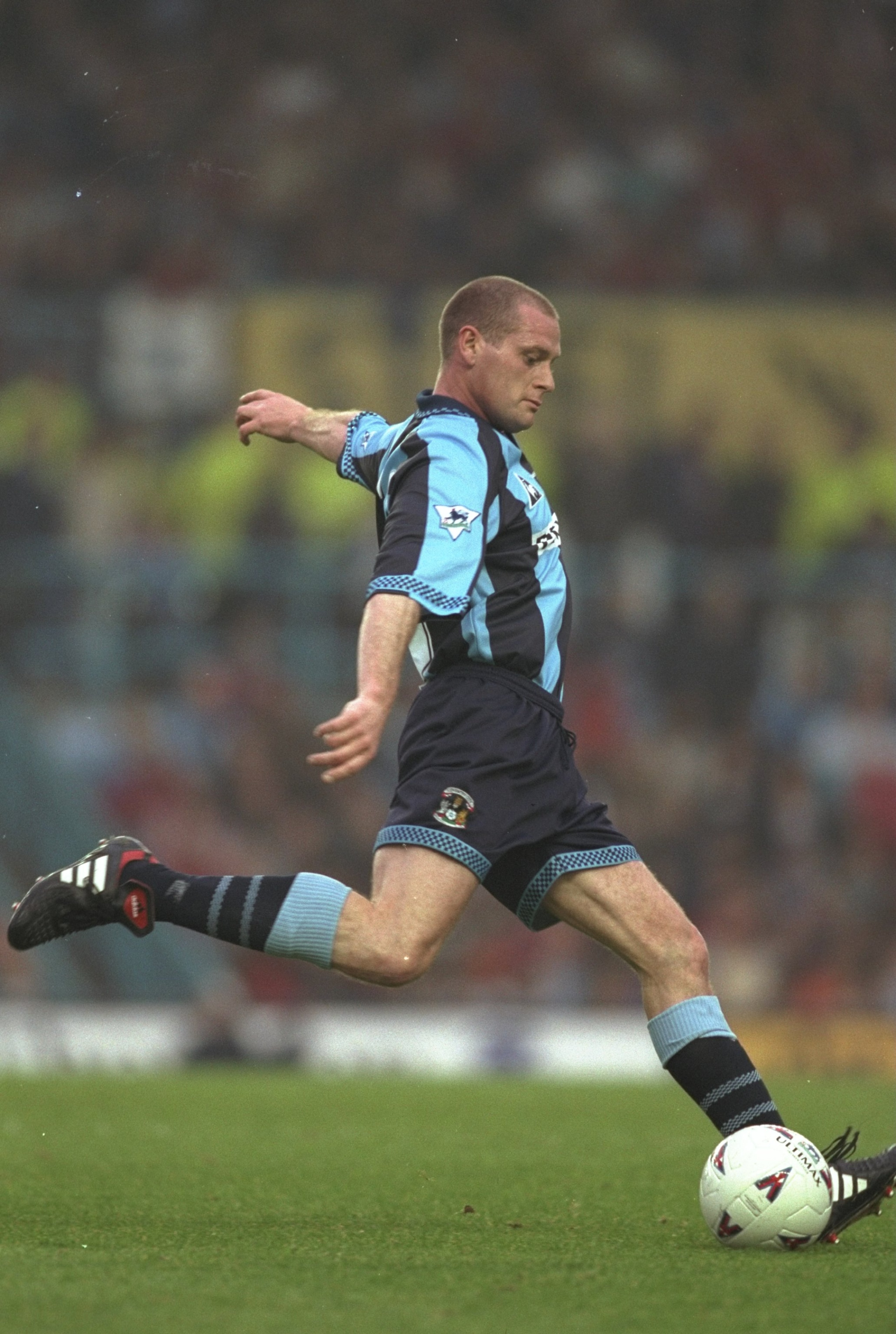 16 May 1997:  Paul Gascoigne in action, playing for Coventry for the David Busst Testimonial match against Manchester United at Highfield Road in Coventry, England. \ Mandatory Credit: Craig Prentis /Allsport