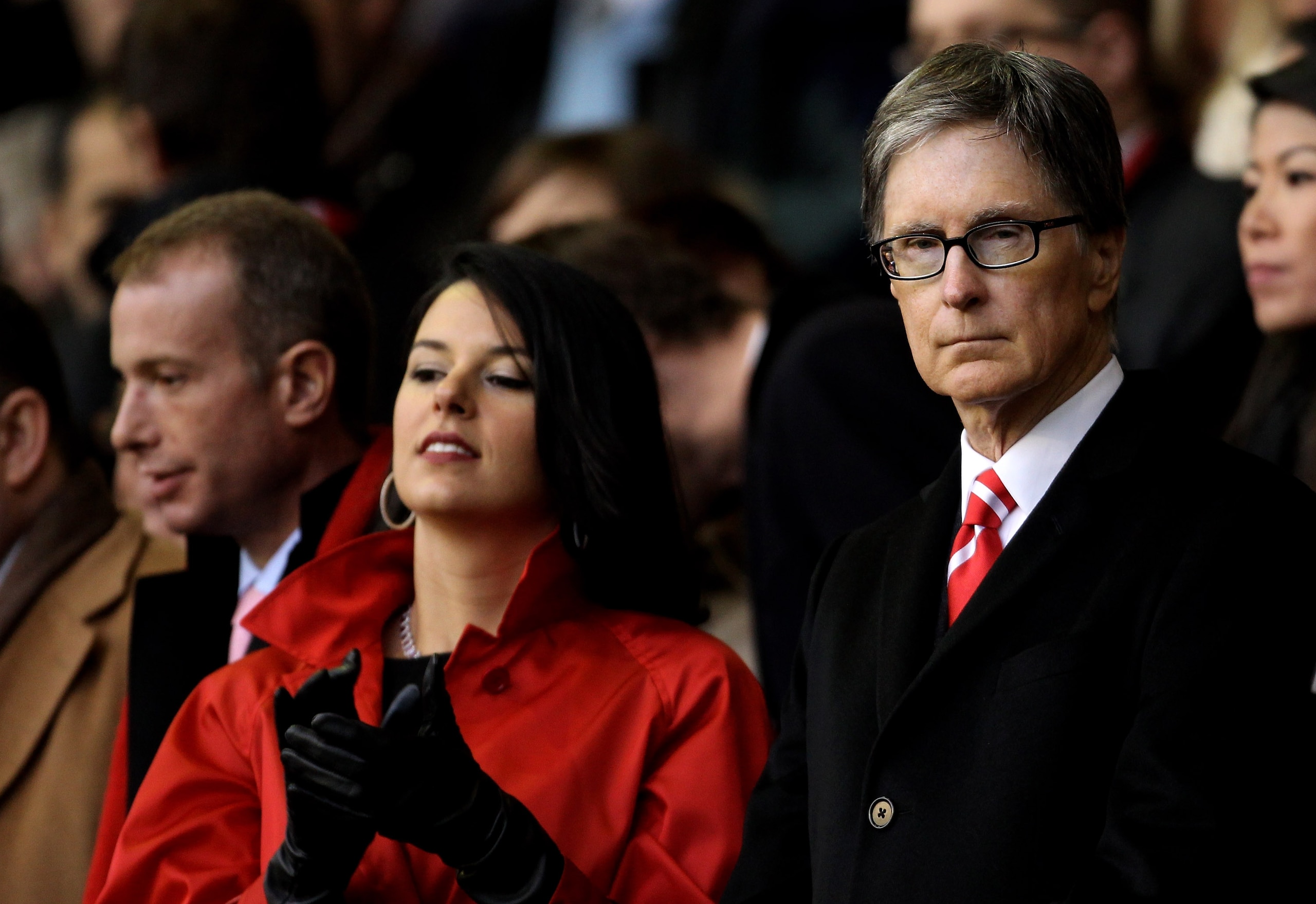 LIVERPOOL, ENGLAND - JANUARY 16: Linda Pizzuti with her husband and Liverpool owner John W Henry look on prior to the Barclays Premier League match between Liverpool and Everton at Anfield on January 16, 2011 in Liverpool, England. (Photo by Alex Livese LIVERPOOL, ENGLAND - JANUARY 16: Linda Pizzuti with her husband and Liverpool owner John W Henry look on prior to the Barclays Premier League match between Liverpool and Everton at Anfield on January 16, 2011 in Liverpool, England. (Photo by Alex Livese