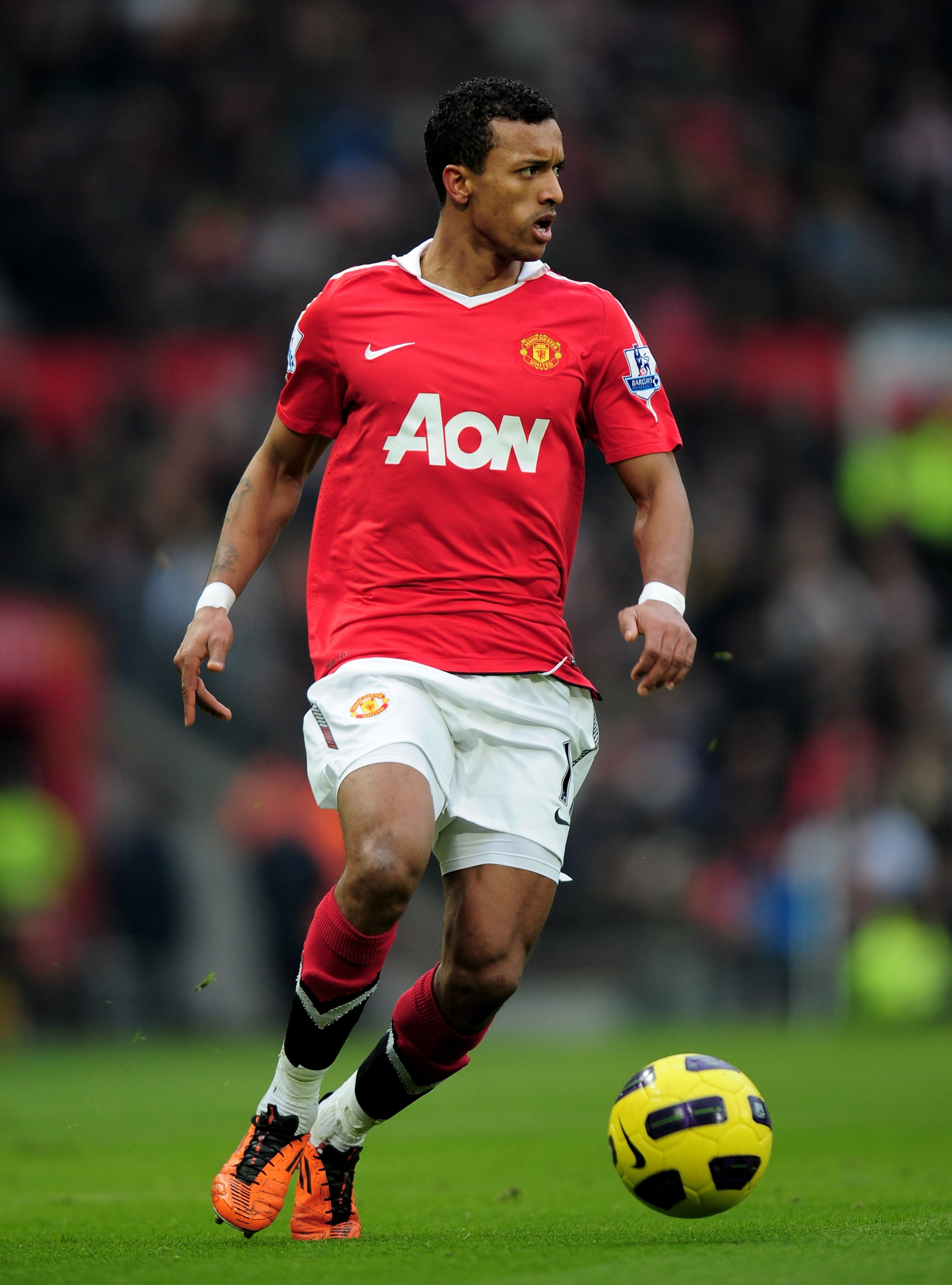 MANCHESTER, ENGLAND - JANUARY 22:  Nani of Manchester United in action during the Barclays Premier League match between Manchester United and Birmingham City at Old Trafford on January 22, 2011 in Manchester, England.  (Photo by Shaun Botterill/Getty Imag