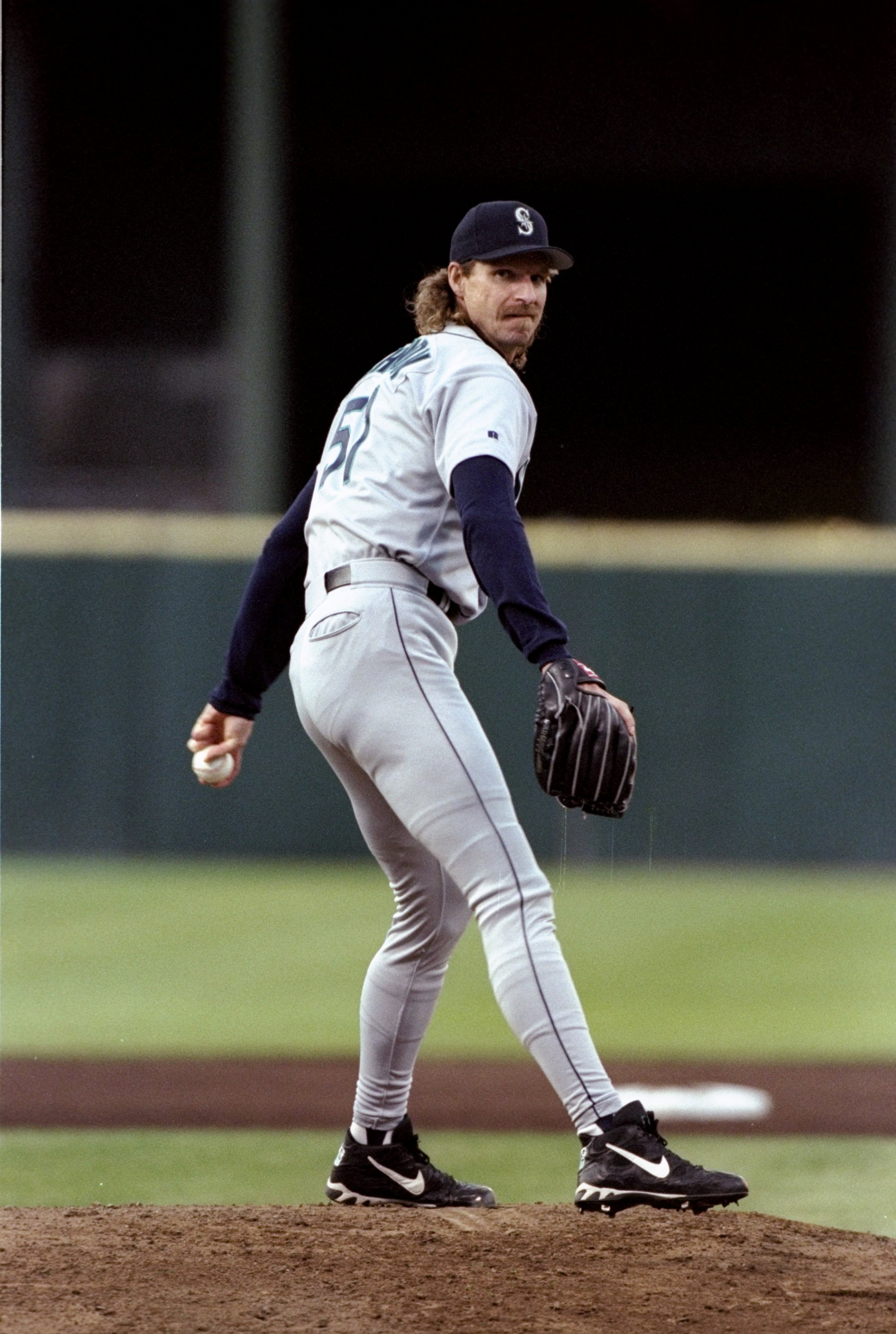 8 Jun 1998:  Randy Johnson #51 of the Seattle Mariners in action during a game against the San Francisco Giants at 3 Com Park in San Francisco, California. The Giants defeated the Mariners 4-3. Mandatory Credit: Otto Greule Jr.  /Allsport