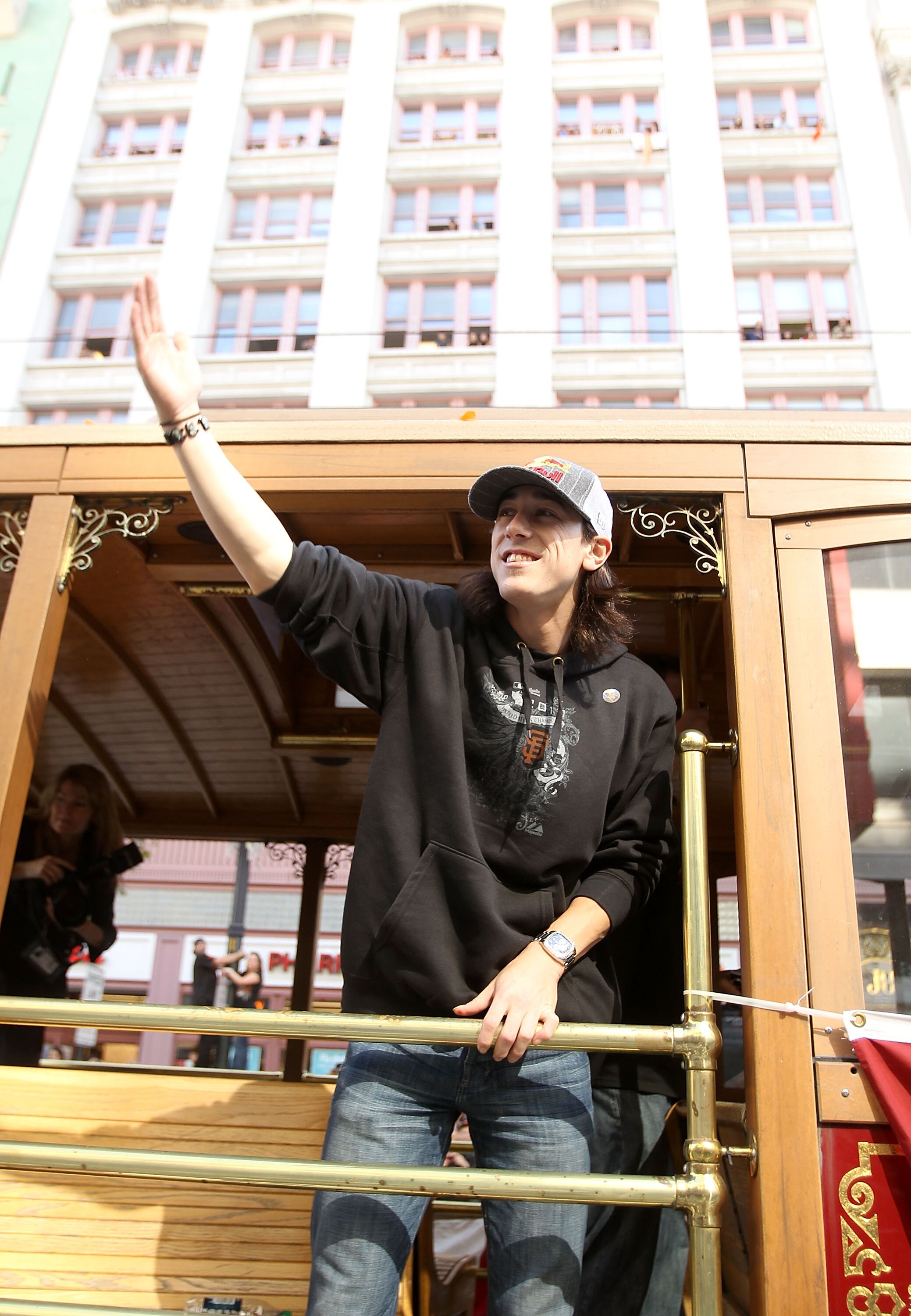 SAN FRANCISCO - NOVEMBER 03:  Tim Lincecum of the San Francisco Giants waves to the crowd during the San Francisco Giants victory parade on November 3, 2010 in San Francisco, California.  (Photo by Ezra Shaw/Getty Images)