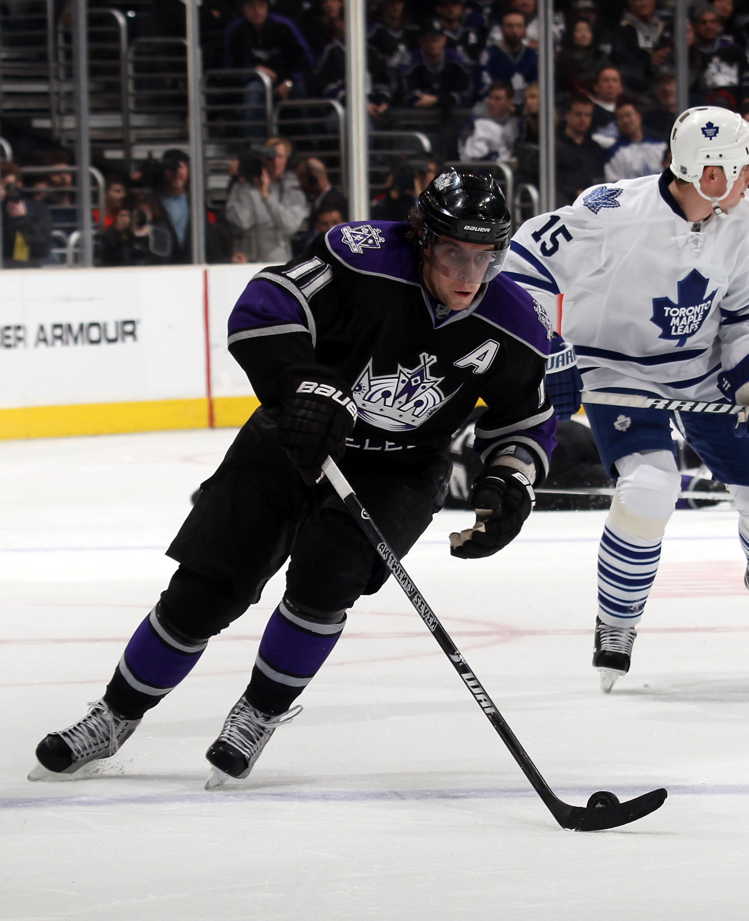 LOS ANGELES, CA - JANUARY 10: Anze Kopitar #11 of the Los Angeles Kings skates against the Toronto Maple Leafs at the Staples Center on January 10, 2011 in Los Angeles, California. (Photo by Bruce Bennett/Getty Images) LOS ANGELES, CA - JANUARY 10: Anze Kopitar #11 of the Los Angeles Kings skates against the Toronto Maple Leafs at the Staples Center on January 10, 2011 in Los Angeles, California. (Photo by Bruce Bennett/Getty Images)