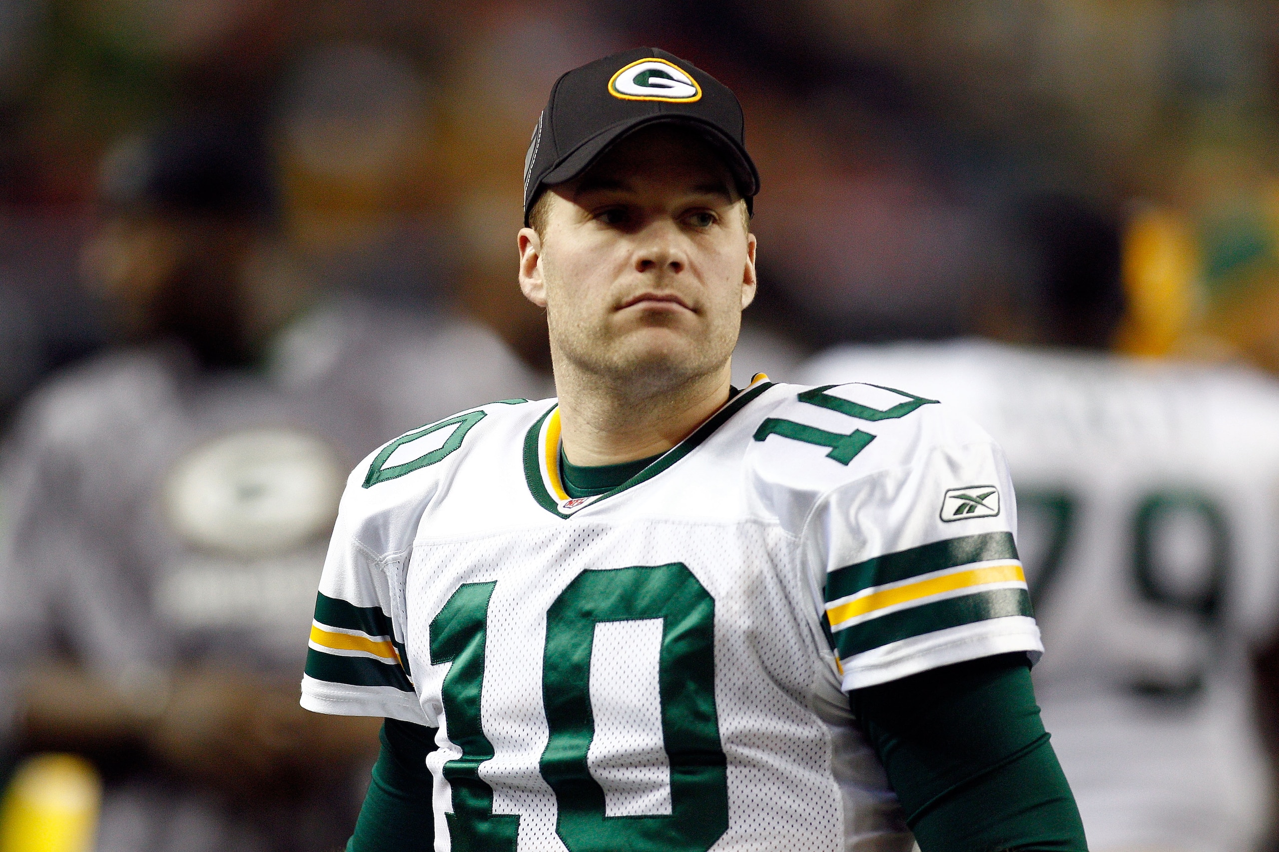 ATLANTA, GA - JANUARY 15: Matt Flynn #10 of the Green Bay Packers looks on against the Atlanta Falcons during their 2011 NFC divisional playoff game at Georgia Dome on January 15, 2011 in Atlanta, Georgia. (Photo by Chris Graythen/Getty Images) ATLANTA, GA - JANUARY 15: Matt Flynn #10 of the Green Bay Packers looks on against the Atlanta Falcons during their 2011 NFC divisional playoff game at Georgia Dome on January 15, 2011 in Atlanta, Georgia. (Photo by Chris Graythen/Getty Images)