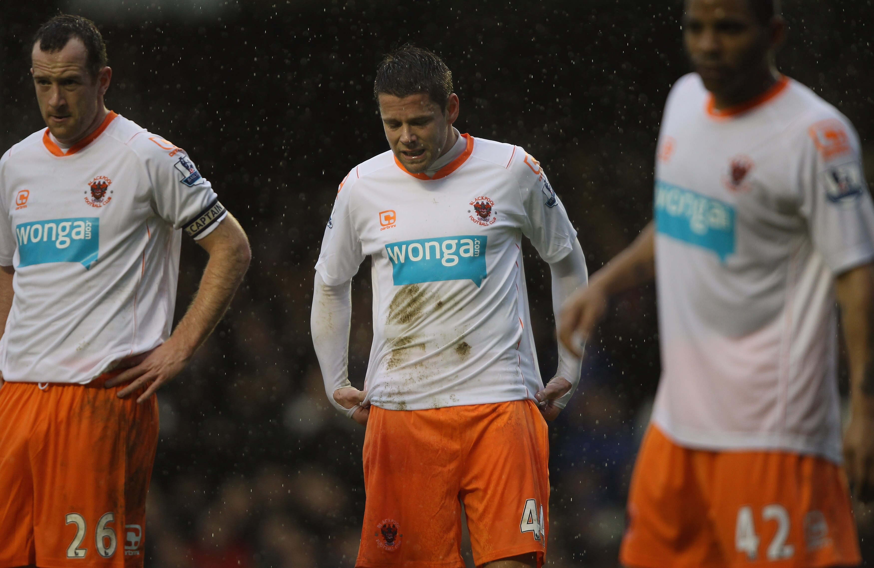 LIVERPOOL, ENGLAND - FEBRUARY 05:  James Beattie of Blackpool shows his dejection during the Barclays Premier League match between Everton and Blackpool at Goodison Park on February 5, 2011 in Liverpool, England.  (Photo by Clive Brunskill/Getty Images)