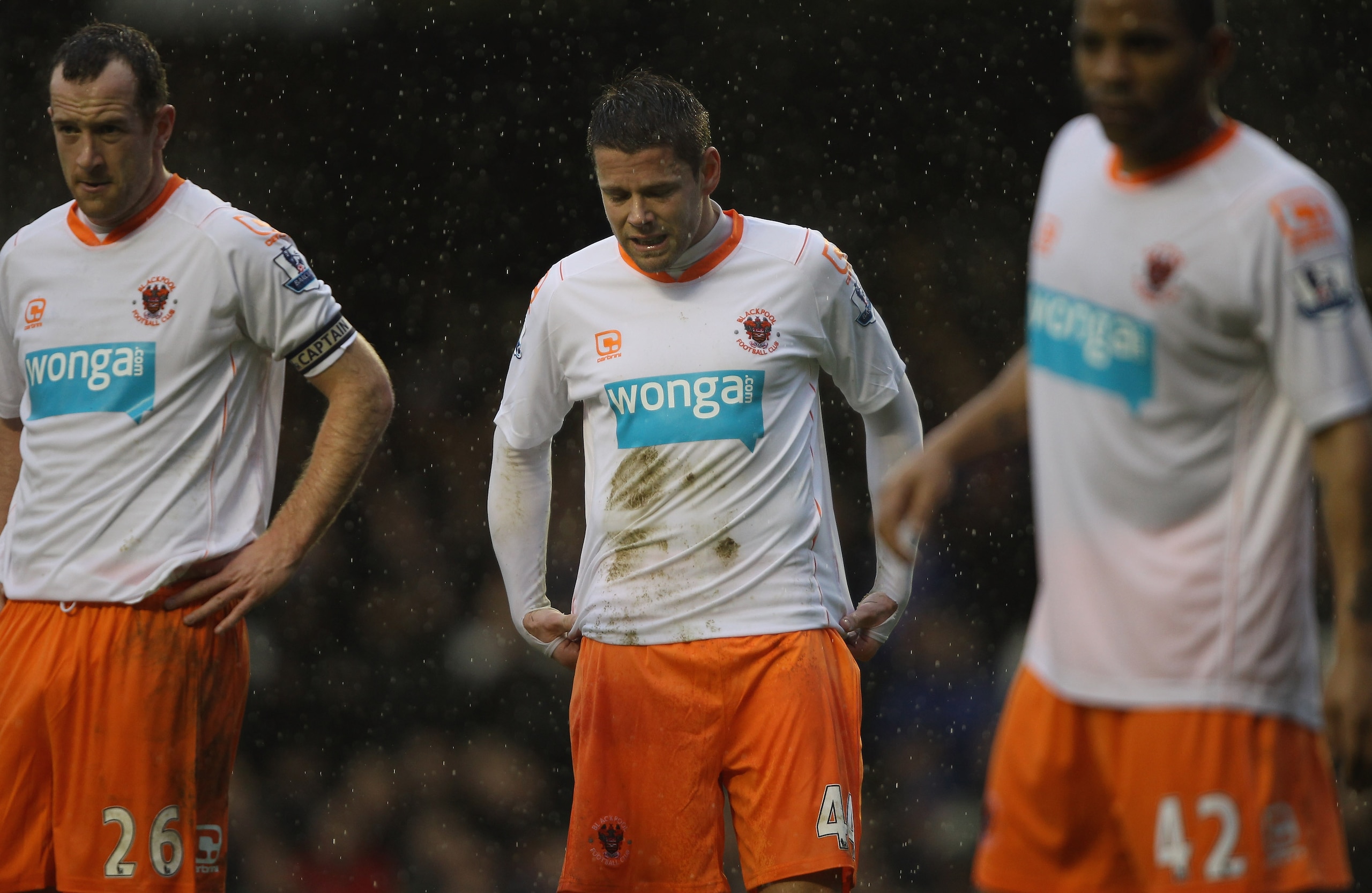 LIVERPOOL, ENGLAND - FEBRUARY 05:  James Beattie of Blackpool shows his dejection during the Barclays Premier League match between Everton and Blackpool at Goodison Park on February 5, 2011 in Liverpool, England.  (Photo by Clive Brunskill/Getty Images)