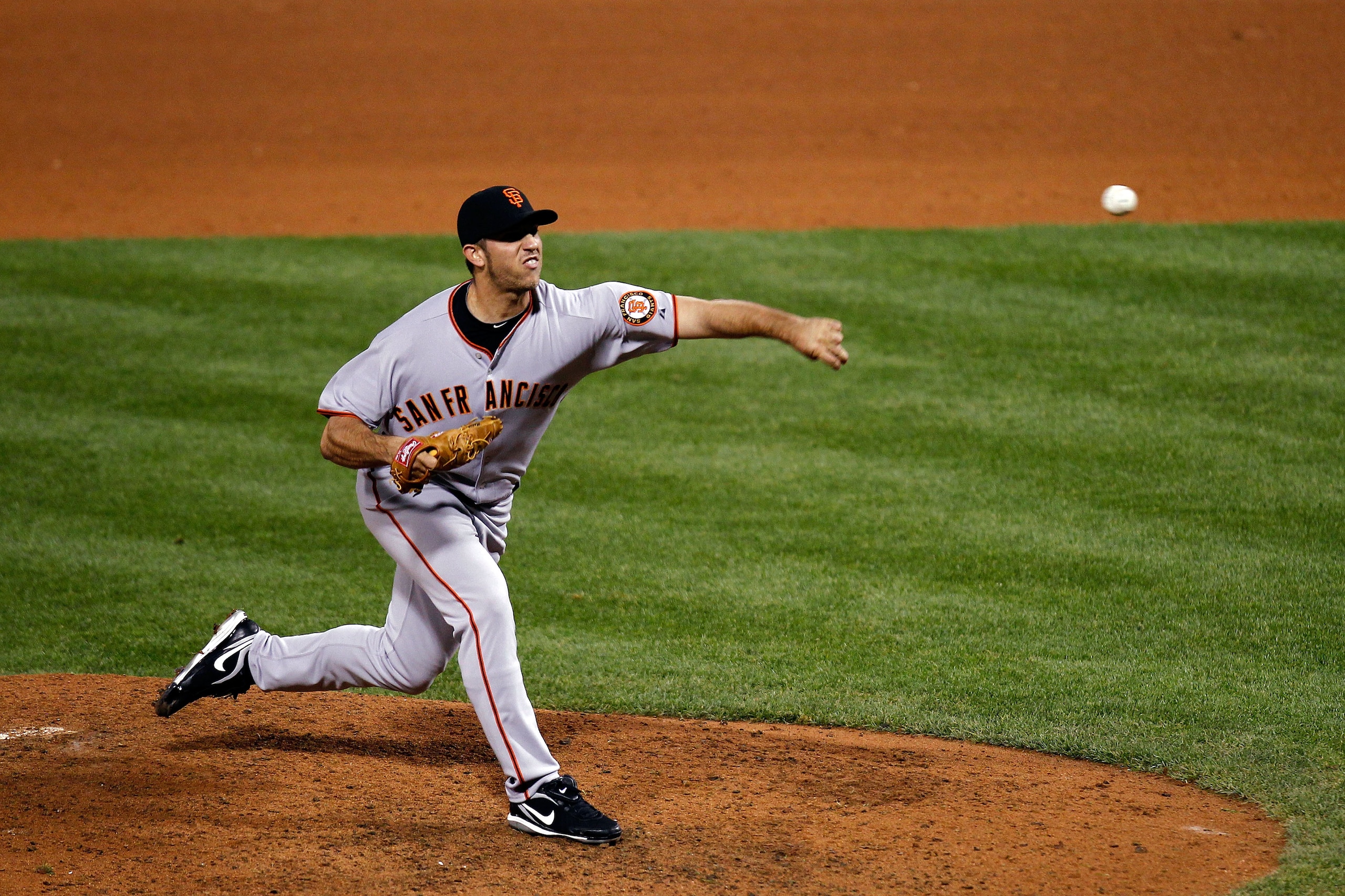 PHILADELPHIA - OCTOBER 23:  Madison Bumgarner #40 of the San Francisco Giants pitches against the Philadelphia Phillies in Game Six of the NLCS during the 2010 MLB Playoffs at Citizens Bank Park on October 23, 2010 in Philadelphia, Pennsylvania.  (Photo b