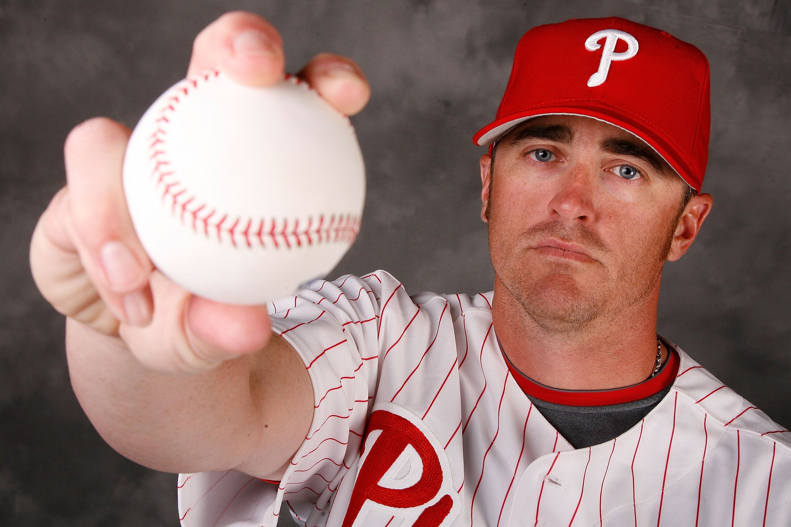 CLEARWATER, FL - FEBRUARY 20:  Brett Meyers # 39 of the Philadelphia Phillies poses for a photo during Spring Training Photo day on February 20, 2009 at Bright House Networks Field in Clearwater, Florida.  (Photo by Chris Graythen/Getty Images)