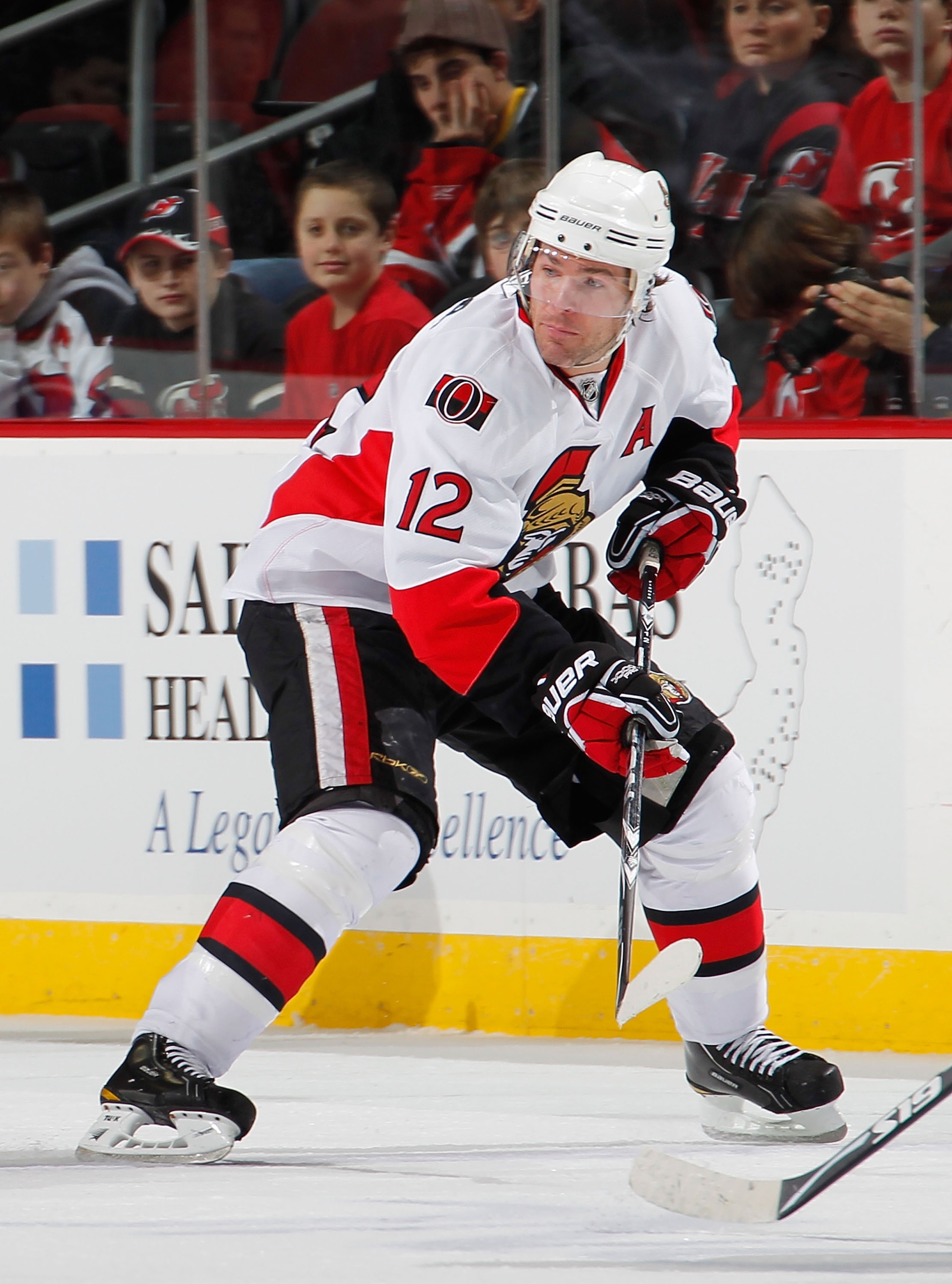 NEWARK, NJ - FEBRUARY 01: Mike Fisher #12 of the Ottawa Senators skates in an NHL hockey game against the New Jersey Devils at the Prudential Center on February 1, 2011 in Newark, New Jersey. (Photo by Paul Bereswill/Getty Images) NEWARK, NJ - FEBRUARY 01: Mike Fisher #12 of the Ottawa Senators skates in an NHL hockey game against the New Jersey Devils at the Prudential Center on February 1, 2011 in Newark, New Jersey. (Photo by Paul Bereswill/Getty Images)