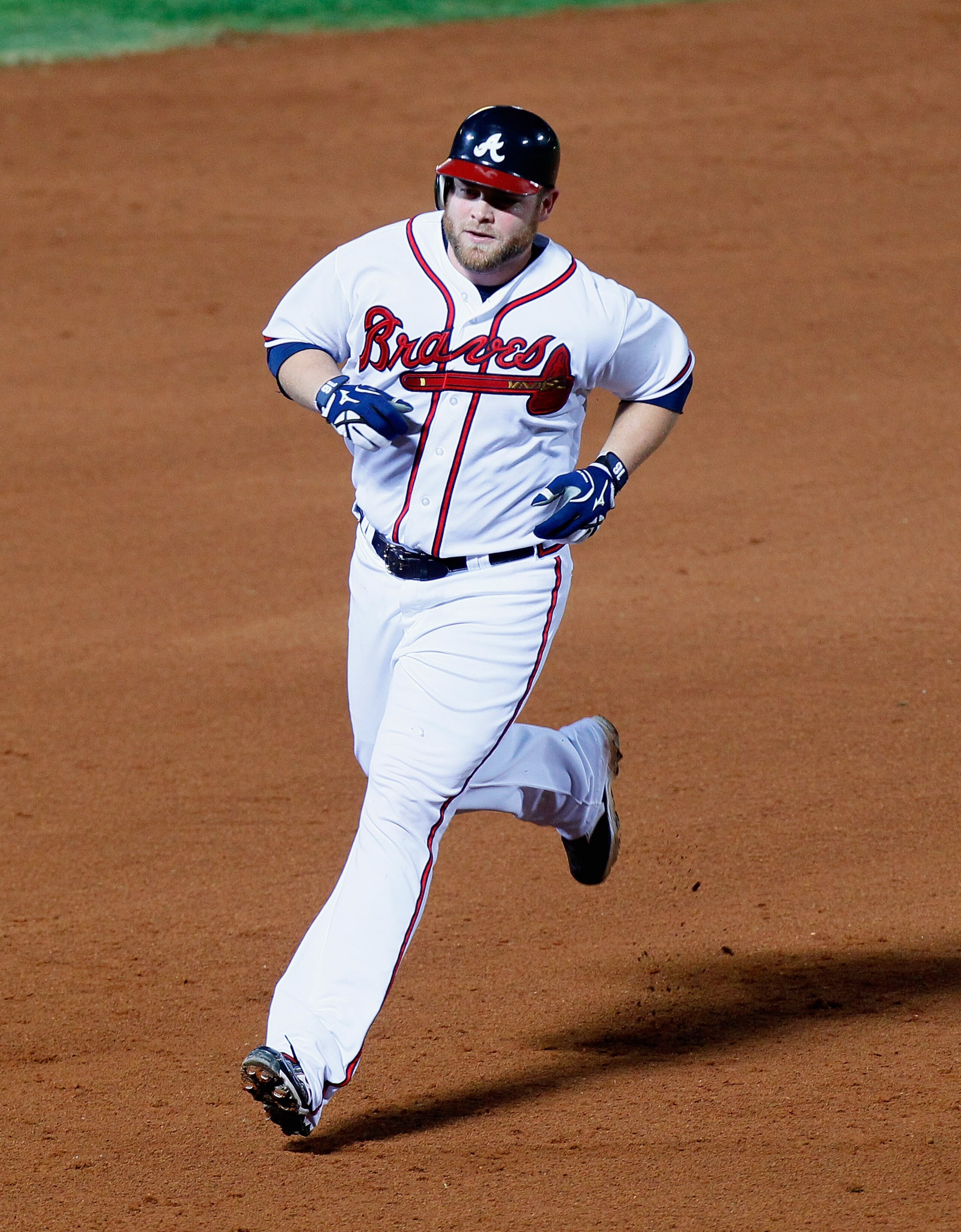 ATLANTA - OCTOBER 11:  Brian McCann #16 of the Atlanta Braves against the San Francisco Giants during Game Four of the NLDS of the 2010 MLB Playoffs at Turner Field on October 11, 2010 in Atlanta, Georgia.  (Photo by Kevin C. Cox/Getty Images)