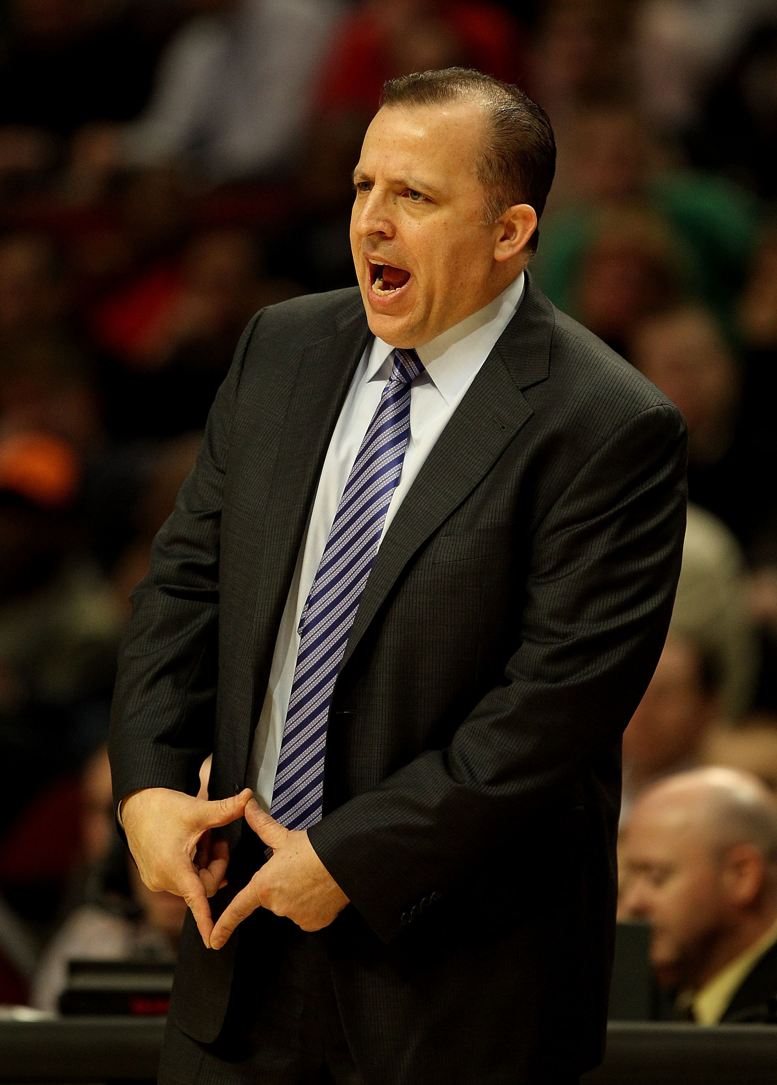 CHICAGO, IL - DECEMBER 28: Head coach Tom Thibodeau of the Chicago Bulls calls a play during a game against the Milwaukee Bucks at the United Center on December 28, 2010 in Chicago, Illinois. NOTE TO USER: User expressly acknowledges and agrees that, by d