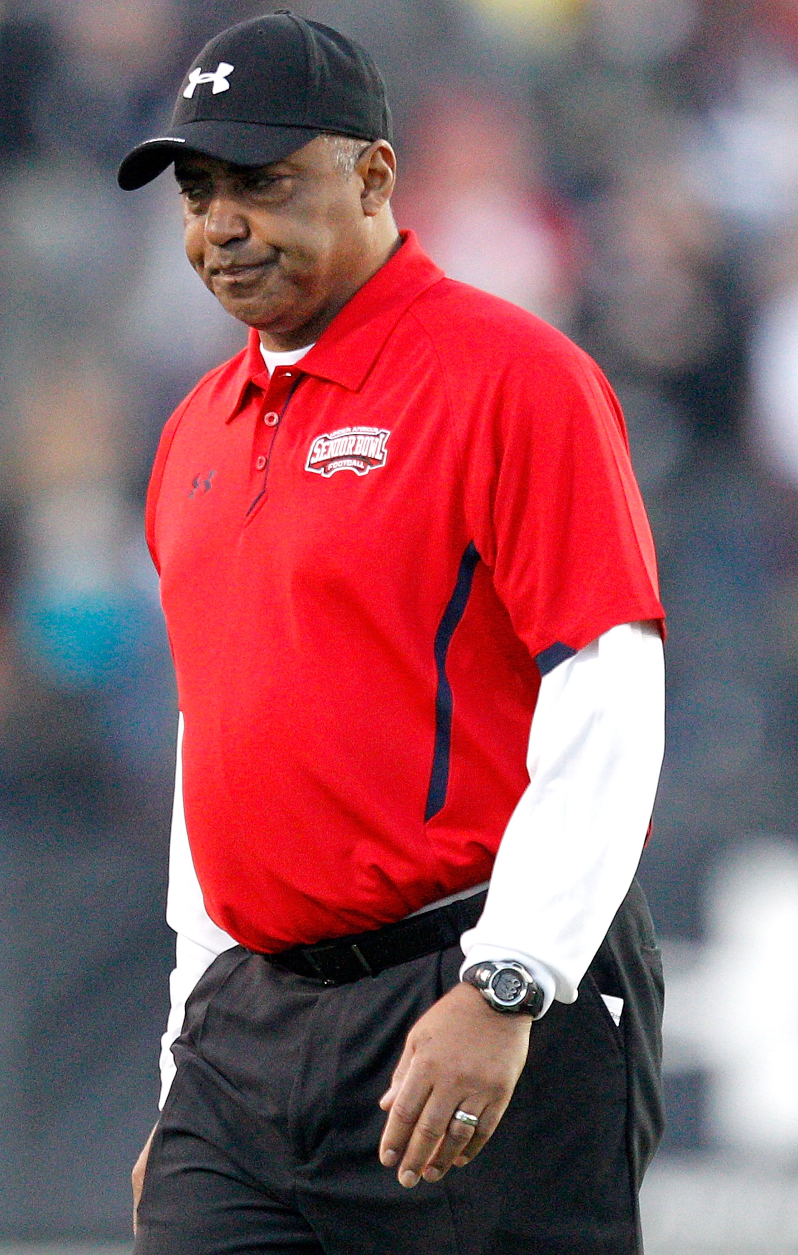 MOBILE, AL - JANUARY 29: Head coach Marvin Lewis of the North Team looks on in disqust as his team was defeated by the South Team 24-10 during the Under Armour Senior Bowl on January 29, 2011 at Ladd-Pebbles Stadium in Mobile, Alabama.  (Photo by Sean Gar