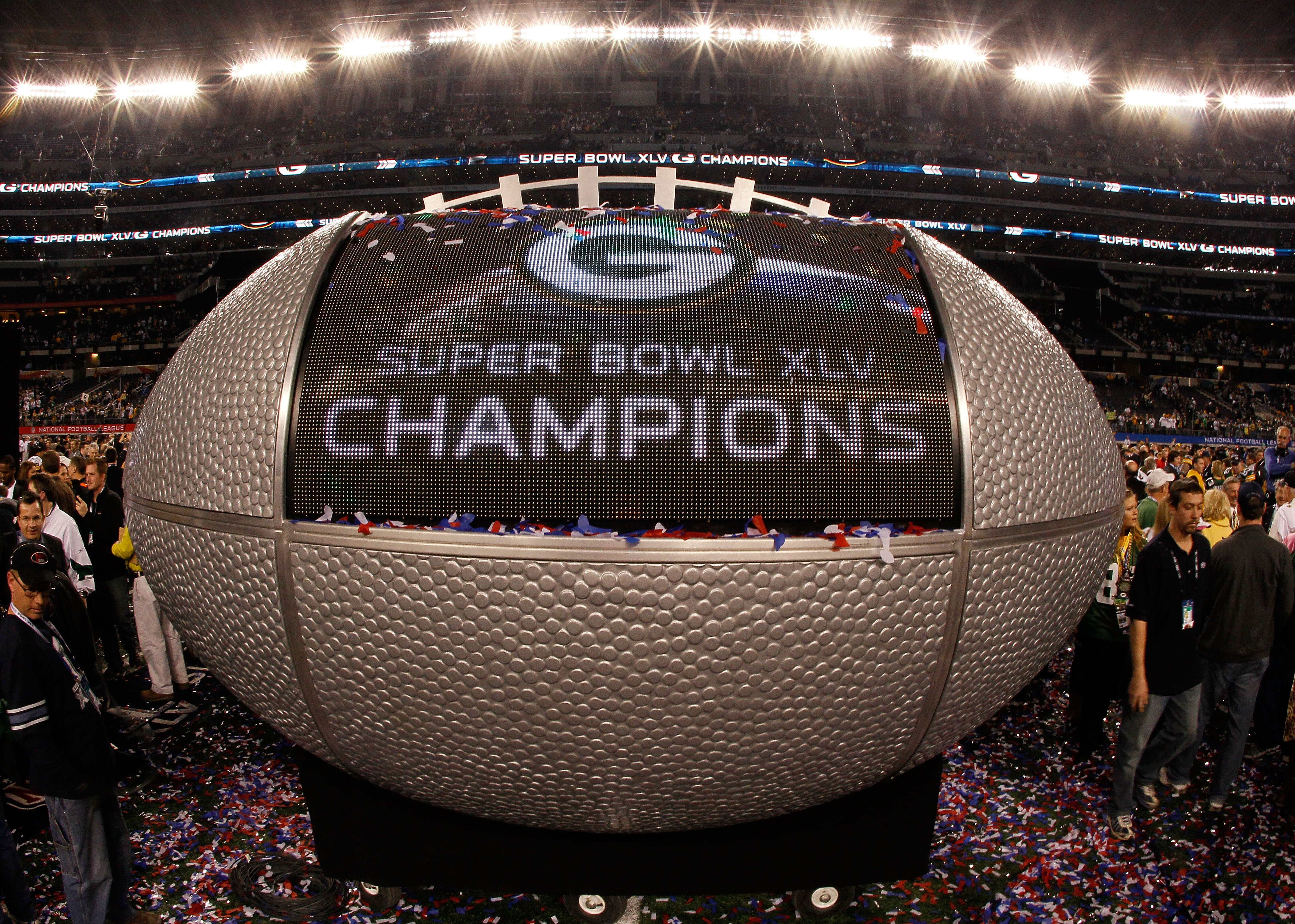 ARLINGTON, TX - FEBRUARY 06: A view of the stage after the Green Bay Packers won Super Bowl XLV 31-25 against the Pittsburgh Steelers at Cowboys Stadium on February 6, 2011 in Arlington, Texas.  (Photo by Kevin C. Cox/Getty Images)