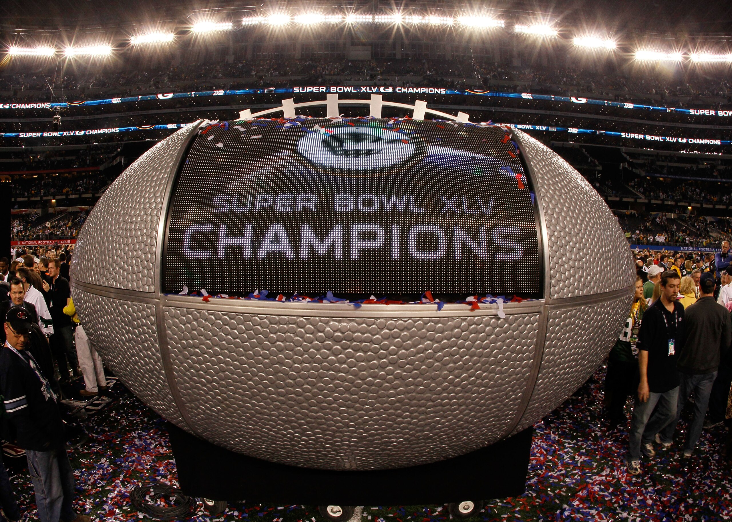 ARLINGTON, TX - FEBRUARY 06: A view of the stage after the Green Bay Packers won Super Bowl XLV 31-25 against the Pittsburgh Steelers at Cowboys Stadium on February 6, 2011 in Arlington, Texas.  (Photo by Kevin C. Cox/Getty Images)