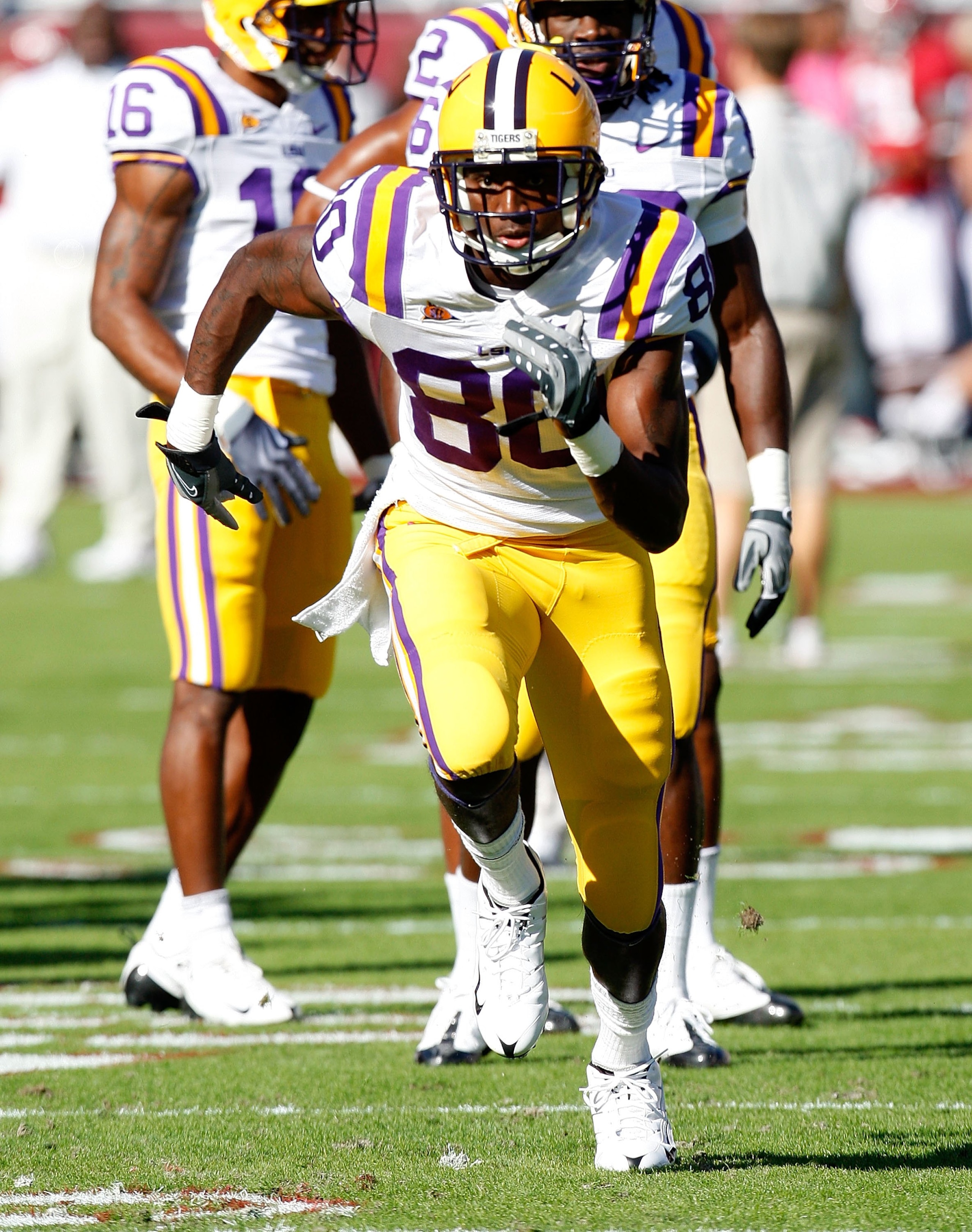 TUSCALOOSA, AL - NOVEMBER 07:  Terrance Toliver #80 of the Louisiana State University Tigers against the Alabama Crimson Tide at Bryant-Denny Stadium on November 7, 2009 in Tuscaloosa, Alabama.  (Photo by Kevin C. Cox/Getty Images)