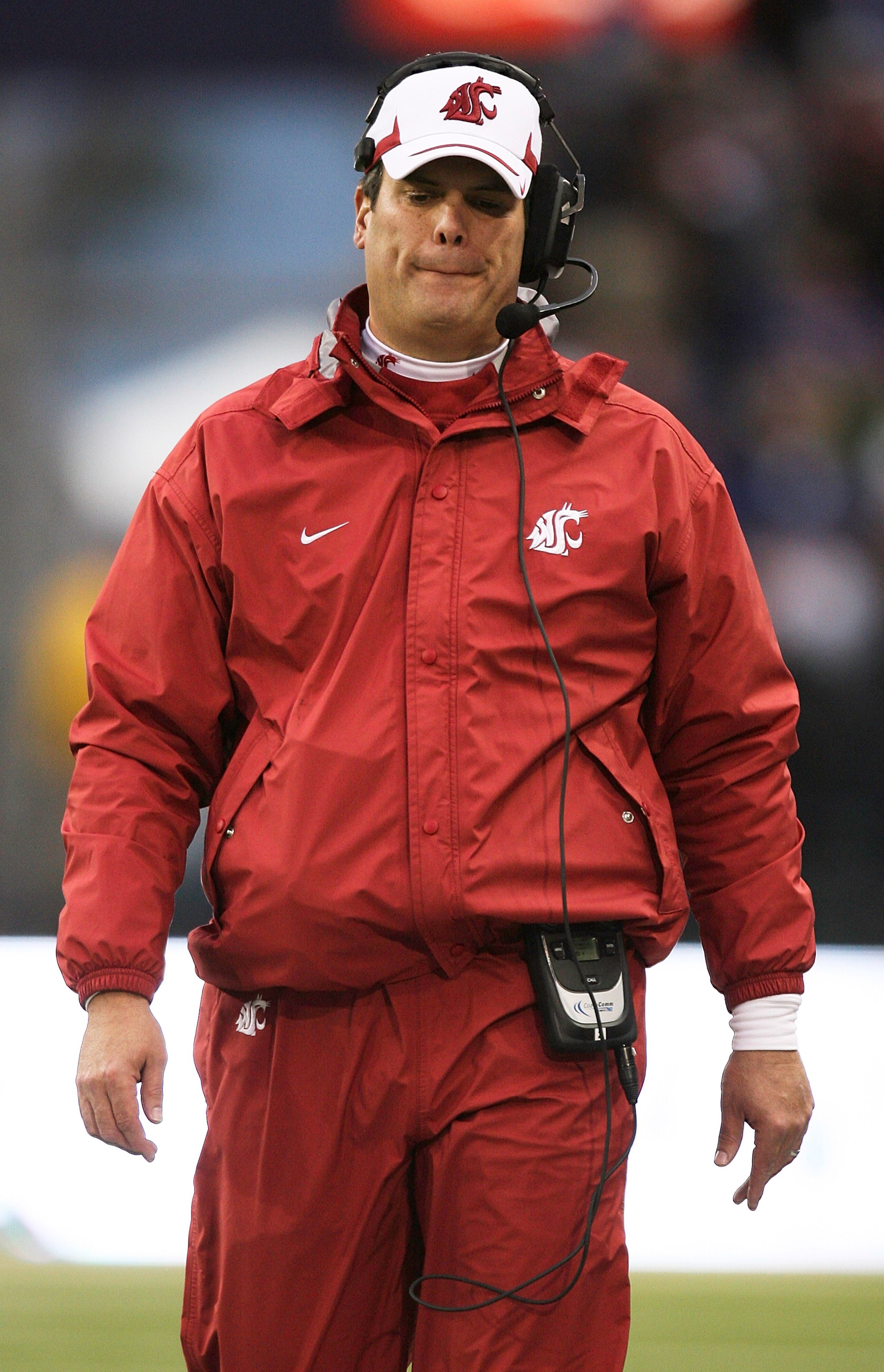 SEATTLE - NOVEMBER 28:  Head coach Paul Wulff of the Washington State Cougars paces the sidelines during the game against the Washington Huskies on November 28, 2009 at Husky Stadium in Seattle, Washington. The Huskies defeated the Cougars 30-0. (Photo by