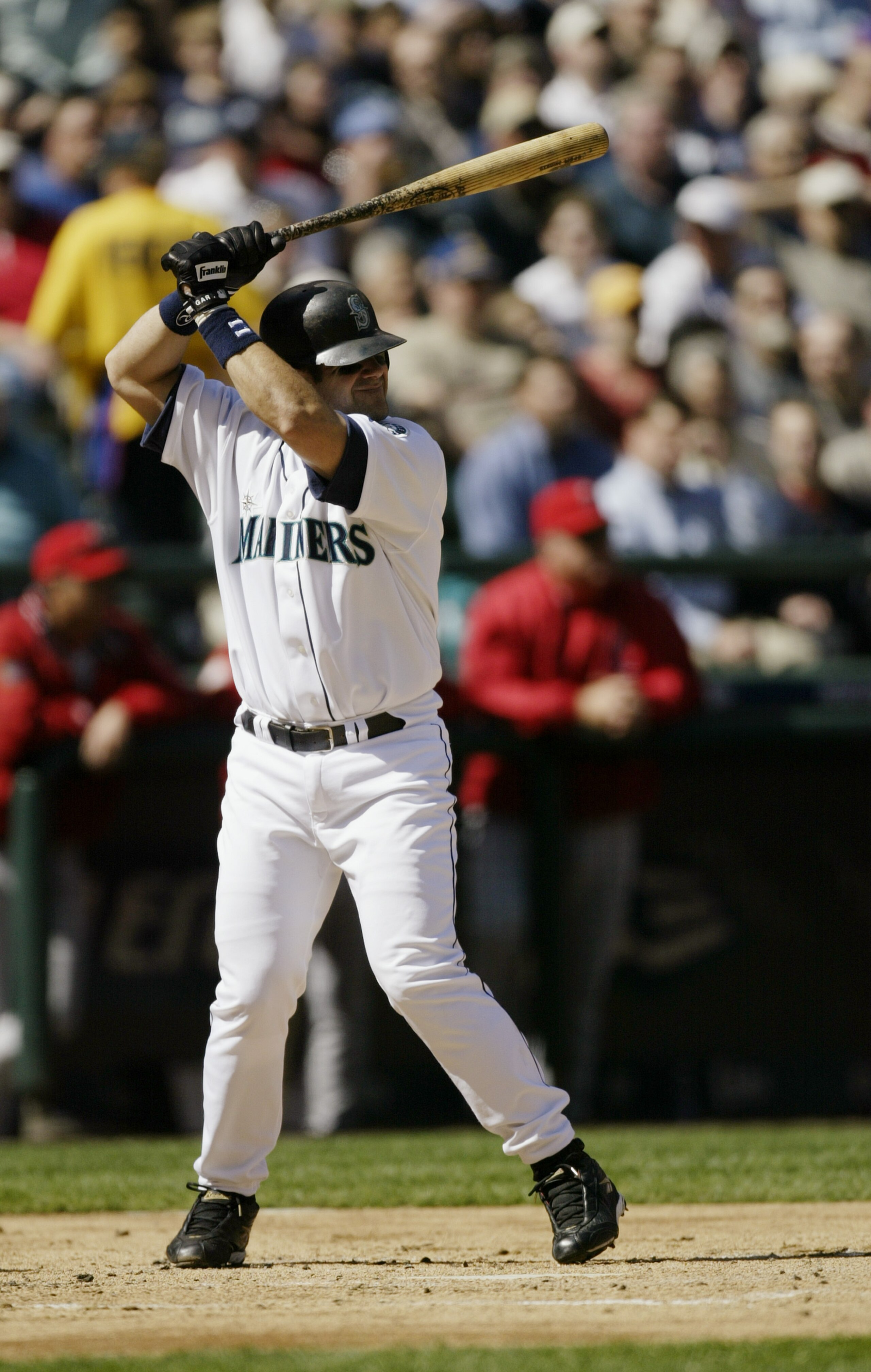 SEATTLE - APRIL 8: Designated hitter Edgar Martinez #11 of the Seattle Mariners at bat during the game against the Anaheim Angels on April 8 2004 at Safeco Field in Seattle, Washington. The Angels won 5-1. (Photo by Otto Greule Jr/Getty Images) SEATTLE - APRIL 8: Designated hitter Edgar Martinez #11 of the Seattle Mariners at bat during the game against the Anaheim Angels on April 8 2004 at Safeco Field in Seattle, Washington. The Angels won 5-1. (Photo by Otto Greule Jr/Getty Images)