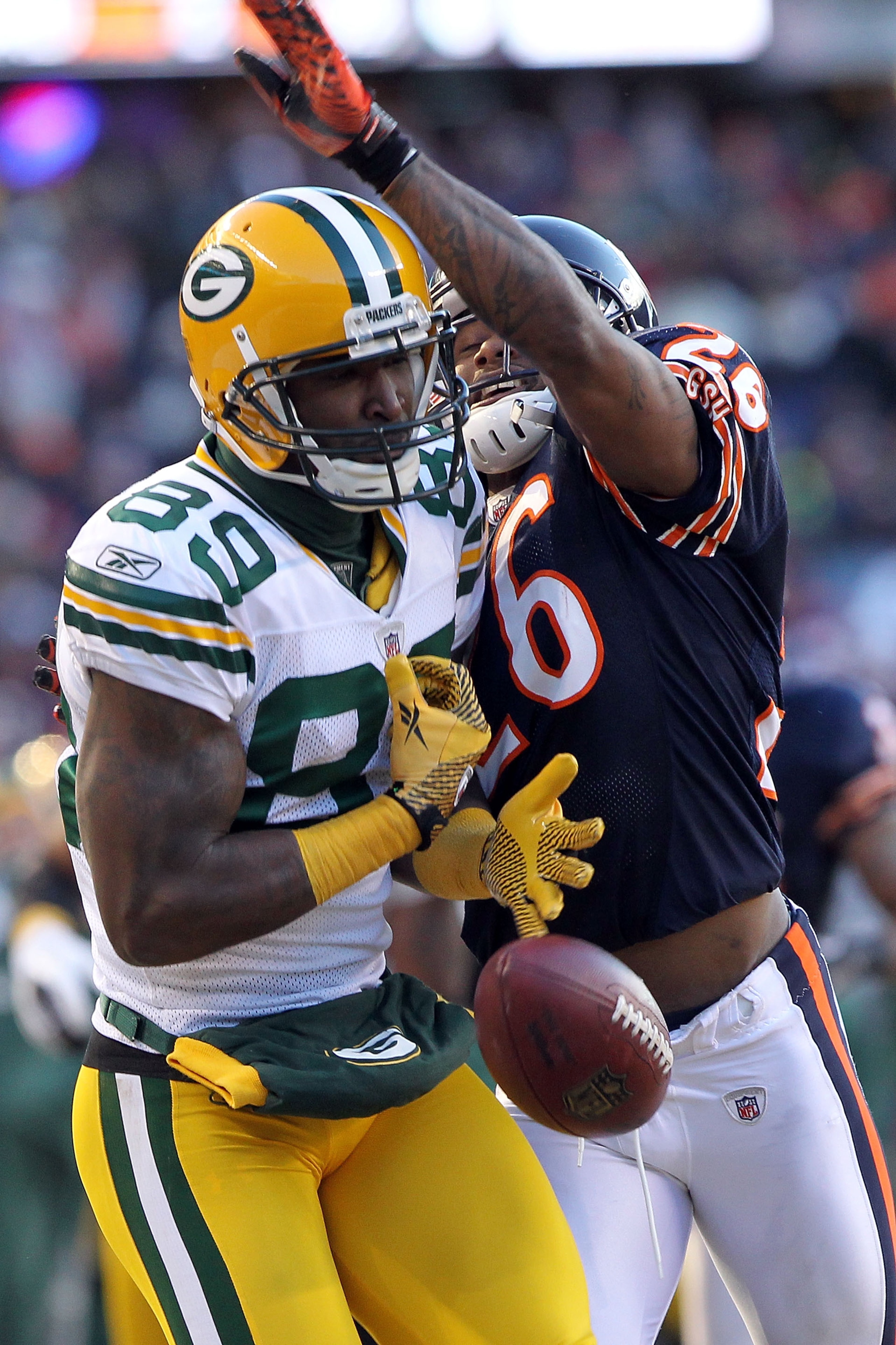 CHICAGO, IL - JANUARY 23: James Jones #89 of the Green Bay Packers is unable to make a catch as Tim Jennings #26 of the Chicago Bears is called for passing interference in the NFC Championship Game at Soldier Field on January 23, 2011 in Chicago, Illinoi CHICAGO, IL - JANUARY 23: James Jones #89 of the Green Bay Packers is unable to make a catch as Tim Jennings #26 of the Chicago Bears is called for passing interference in the NFC Championship Game at Soldier Field on January 23, 2011 in Chicago, Illinoi