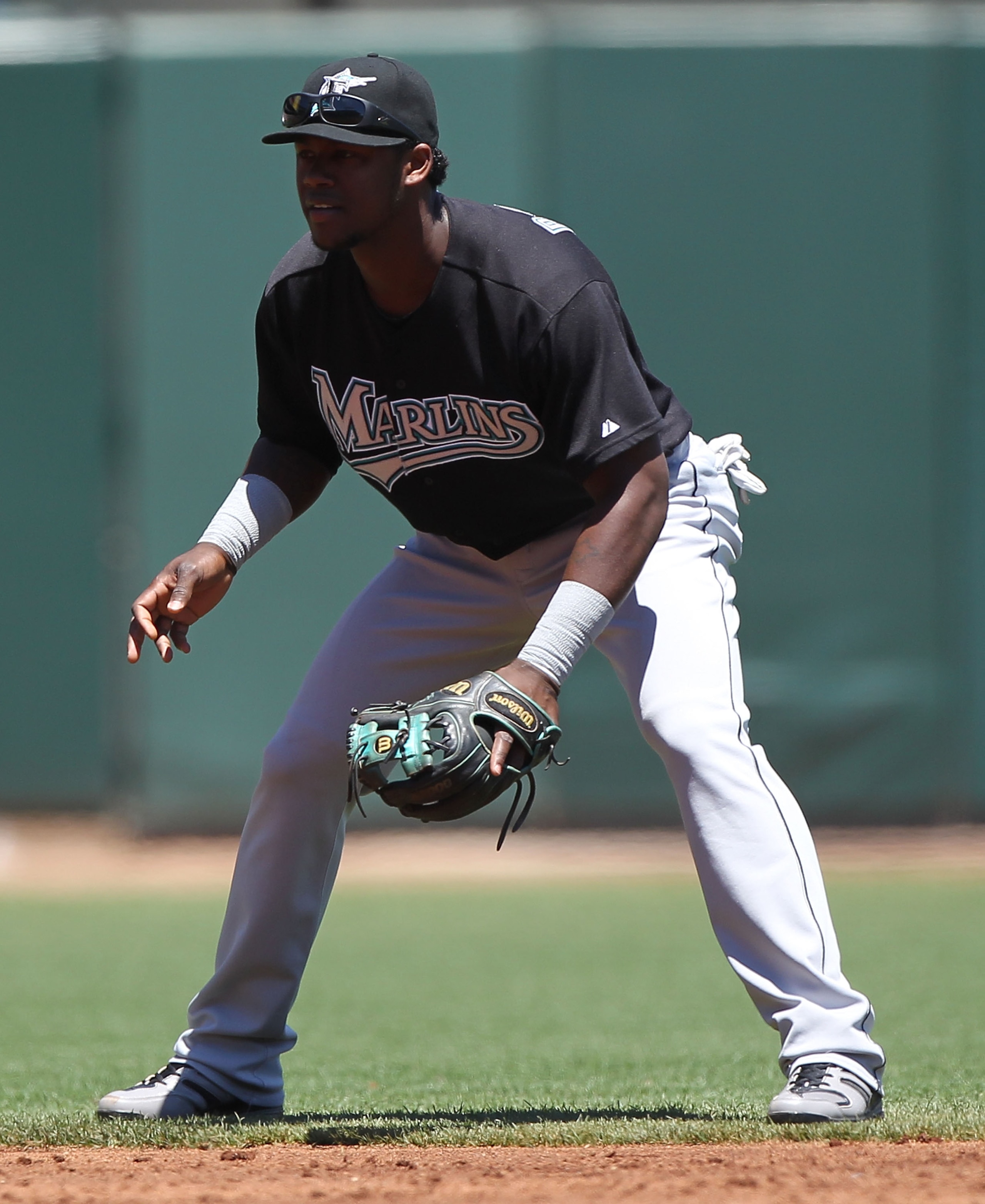 SAN FRANCISCO - JULY 29:  Hanley Ramirez #2 of the Florida Marlins looks on against the San Francisco Giants during an MLB game at AT&T Park on July 29, 2010 in San Francisco, California.  (Photo by Jed Jacobsohn/Getty Images)
