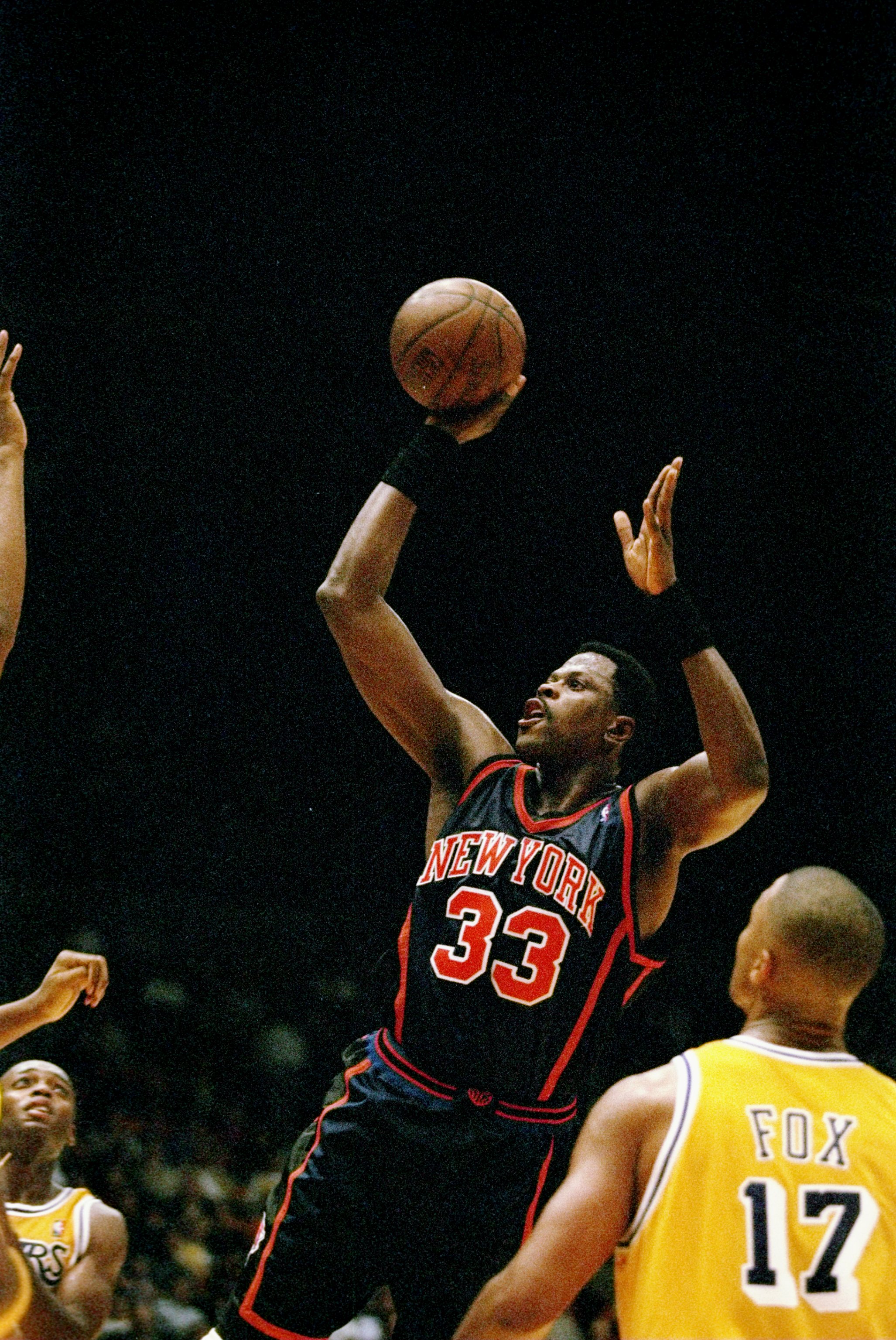 7 Nov 1997:  Center Patrick Ewing of the New York Knicks shoots the ball during a game against the Los Angeles Lakers at the Great Western Forum in Inglewood, California.  The Lakers won the game 99-94. Mandatory Credit: Jed Jacobsohn  /Allsport