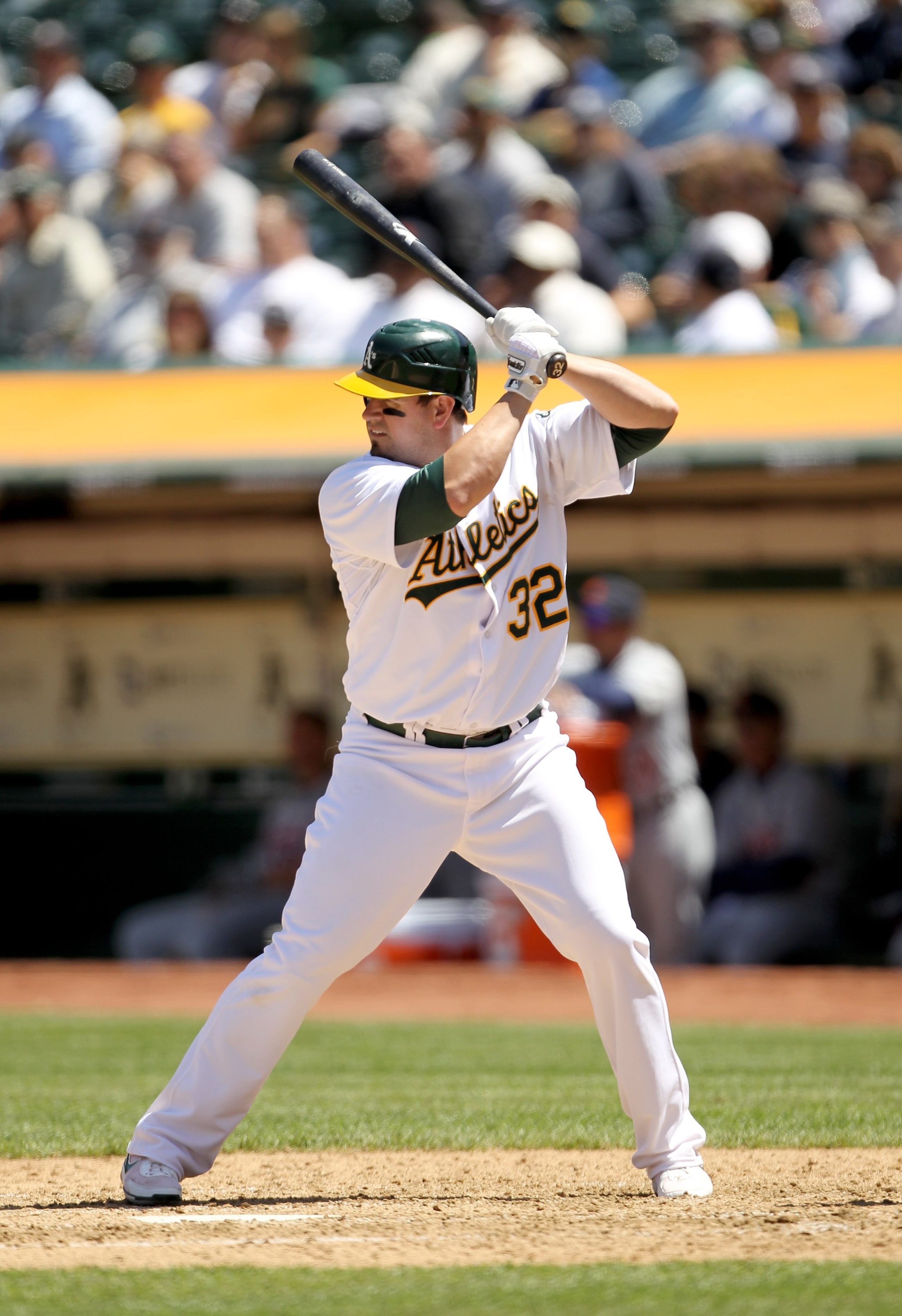 OAKLAND, CA - MAY 20:  Jack Cust #32 of the Oakland Athletics bats against the Detroit Tigers at the Oakland-Alameda County Coliseum on May 20, 2010 in Oakland, California.  (Photo by Ezra Shaw/Getty Images)