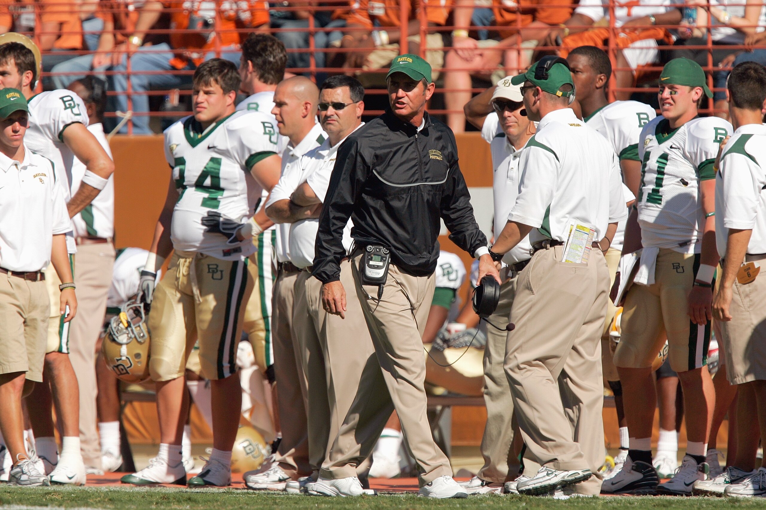 AUSTIN, TX - NOVEMBER 8: Head coach Art Briles of the Baylor Bears walks on the sidelines during the game against the Texas Longhorns on November 8, 2008 at Darrell K Royal-Texas Memorial Stadium in Austin, Texas. Texas won 45-21. (Photo by Brian Bahr/G AUSTIN, TX - NOVEMBER 8: Head coach Art Briles of the Baylor Bears walks on the sidelines during the game against the Texas Longhorns on November 8, 2008 at Darrell K Royal-Texas Memorial Stadium in Austin, Texas. Texas won 45-21. (Photo by Brian Bahr/G
