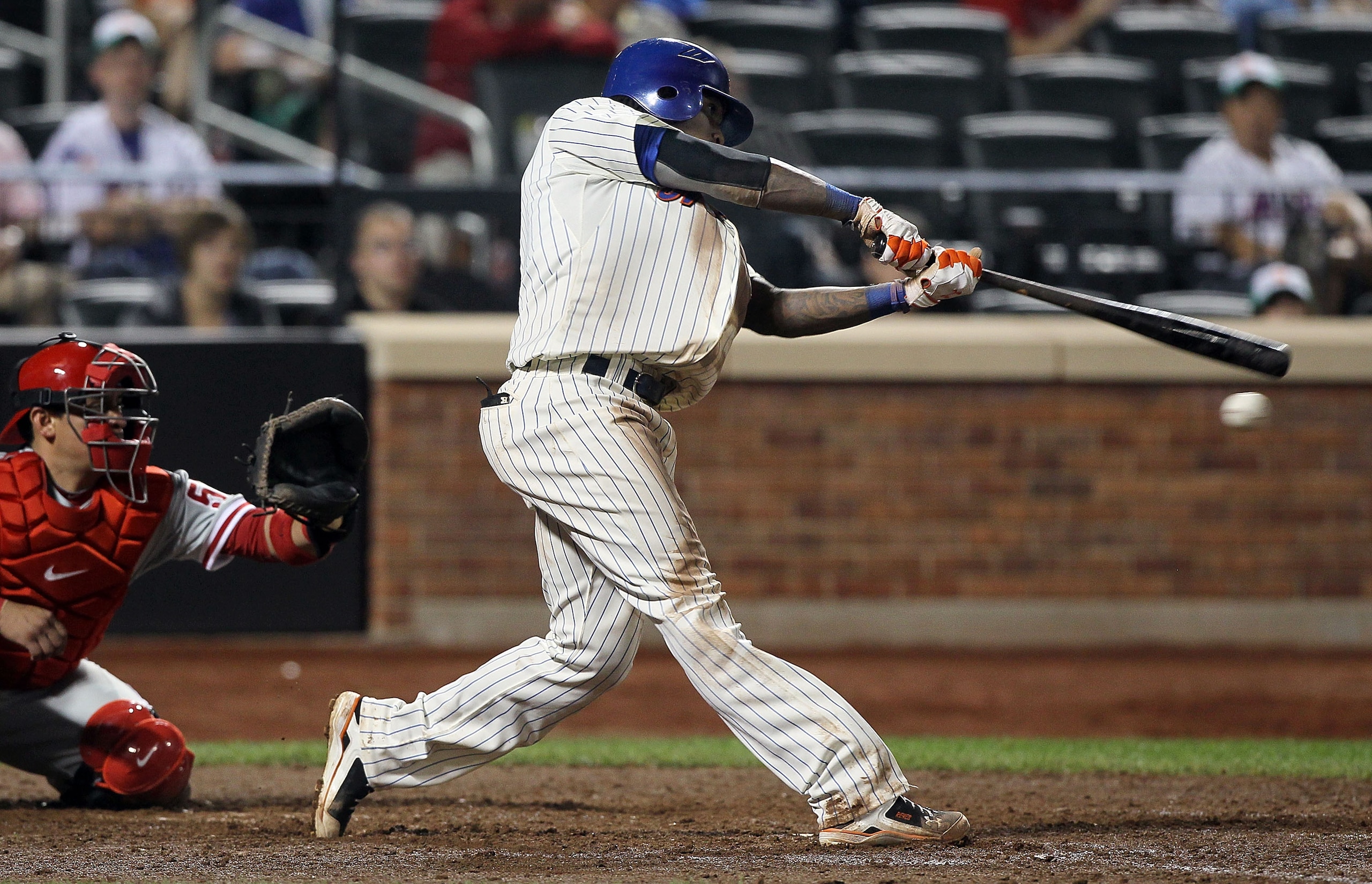 NEW YORK - AUGUST 14:  Jose Reyes #7 of the New York Mets bats against the Philadelphia Phillies on August 14, 2010 at Citi Field in the Flushing neighborhood of the Queens borough of New York City. The Phillies defeated the Mets 4-0.  (Photo by Jim McIsa
