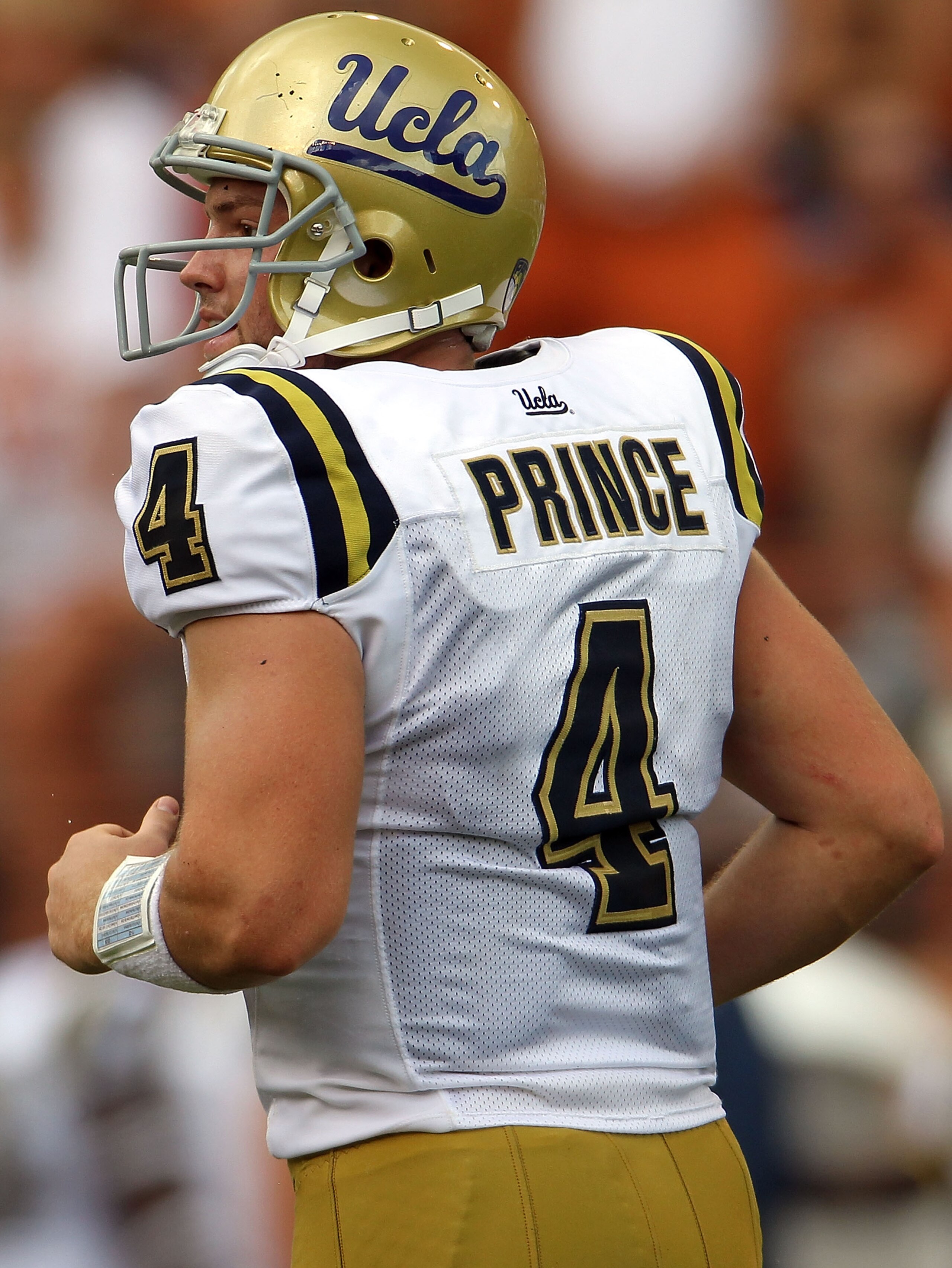 AUSTIN, TX - SEPTEMBER 25: Quarterback Kevin Prince #4 of the UCLA Bruins at Darrell K Royal-Texas Memorial Stadium on September 25, 2010 in Austin, Texas. (Photo by Ronald Martinez/Getty Images) AUSTIN, TX - SEPTEMBER 25: Quarterback Kevin Prince #4 of the UCLA Bruins at Darrell K Royal-Texas Memorial Stadium on September 25, 2010 in Austin, Texas. (Photo by Ronald Martinez/Getty Images)